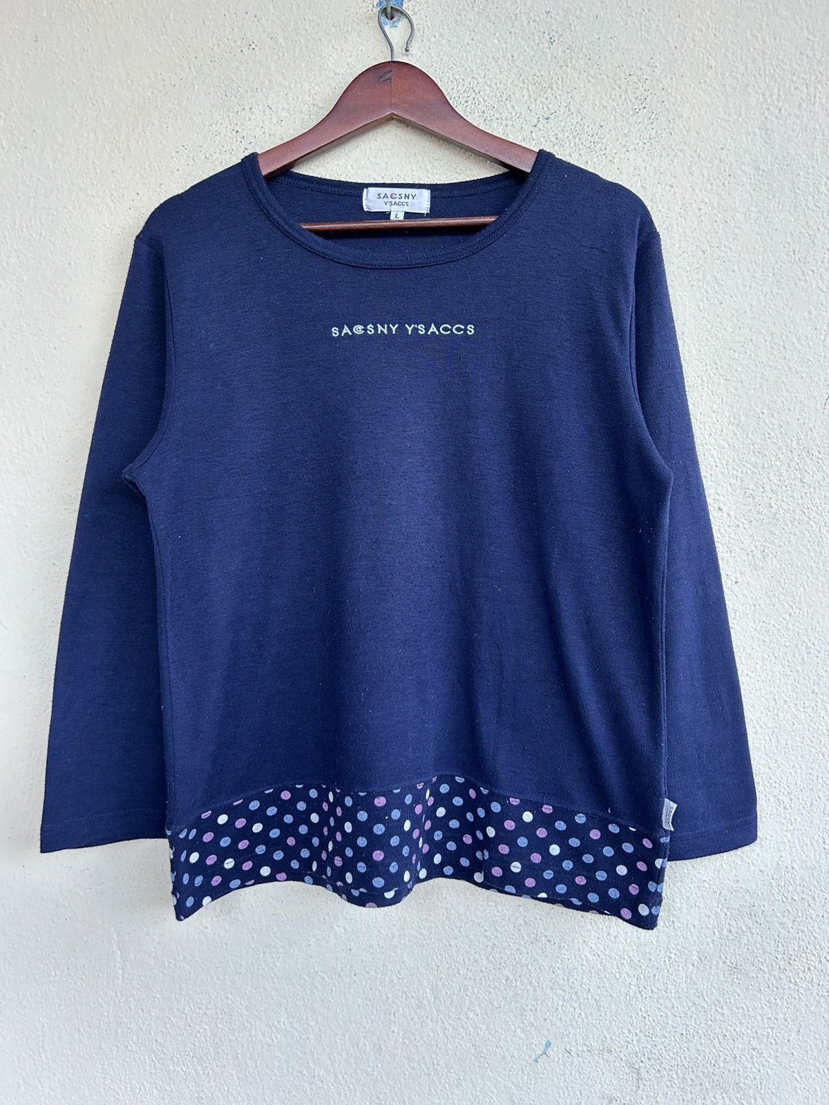 Japanese Brand × Yohji Yamamoto Sacsny Y’saccs Polkadot Long Sleeves Tshirt Size L / US 10 / IT 46 - 1 Thumbnail