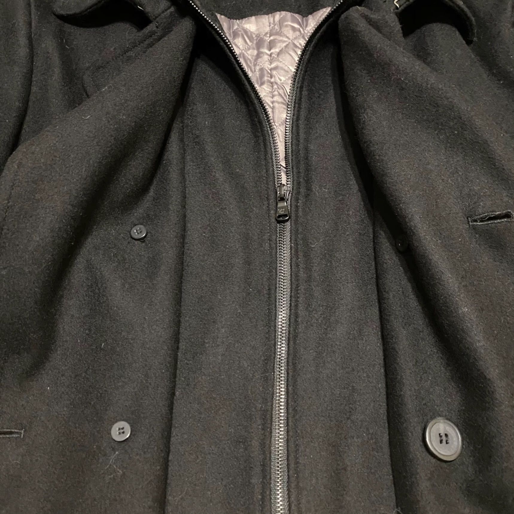 Calvin Klein Calvin Klein Mens Jacket Black Wool Blend Overcoat Zip Mid-Length Lined Quilted Button Front City Classic Designer 90s? Size US M / EU 48-50 / 2 - 4 Thumbnail