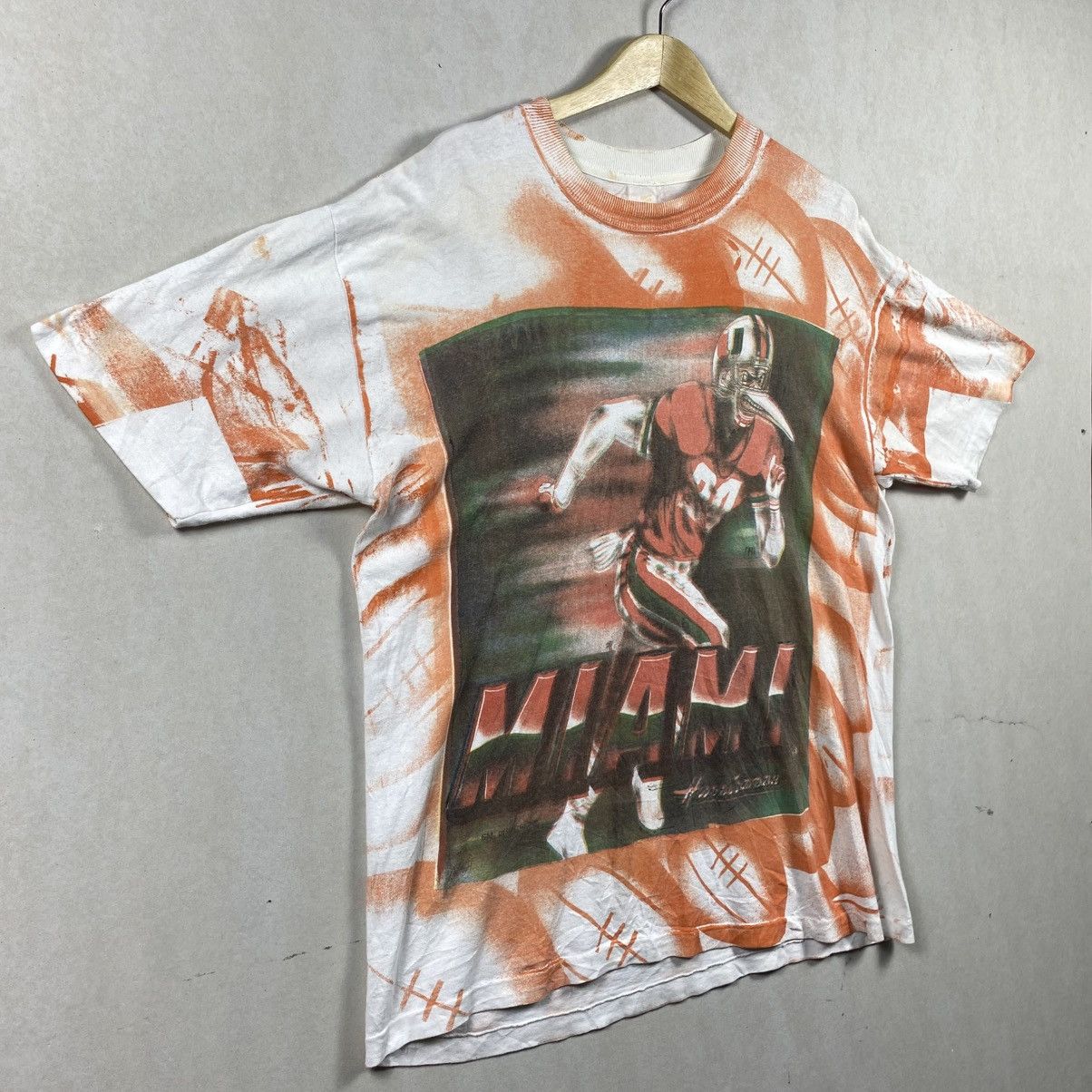 NBA × Vintage Vintage 90s Miami Hurricanes NCAA Single Stitch NFL Size US XL / EU 56 / 4 - 4 Thumbnail