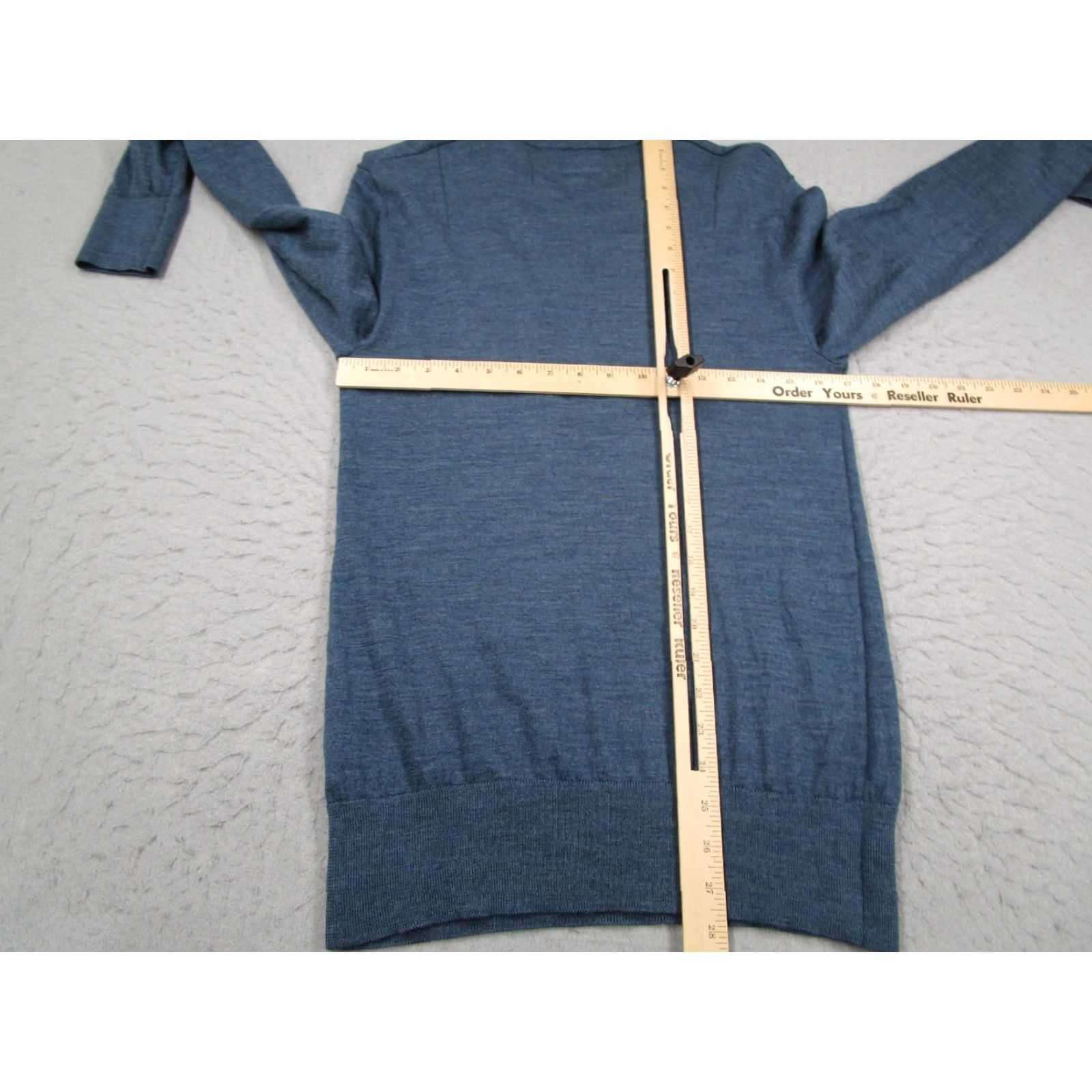 Allsaints AllSaints Sweater Mens Medium Blue Merino Wool Crew Pullover Knit with Ramskull Logo Size US M / EU 48-50 / 2 - 6 Thumbnail