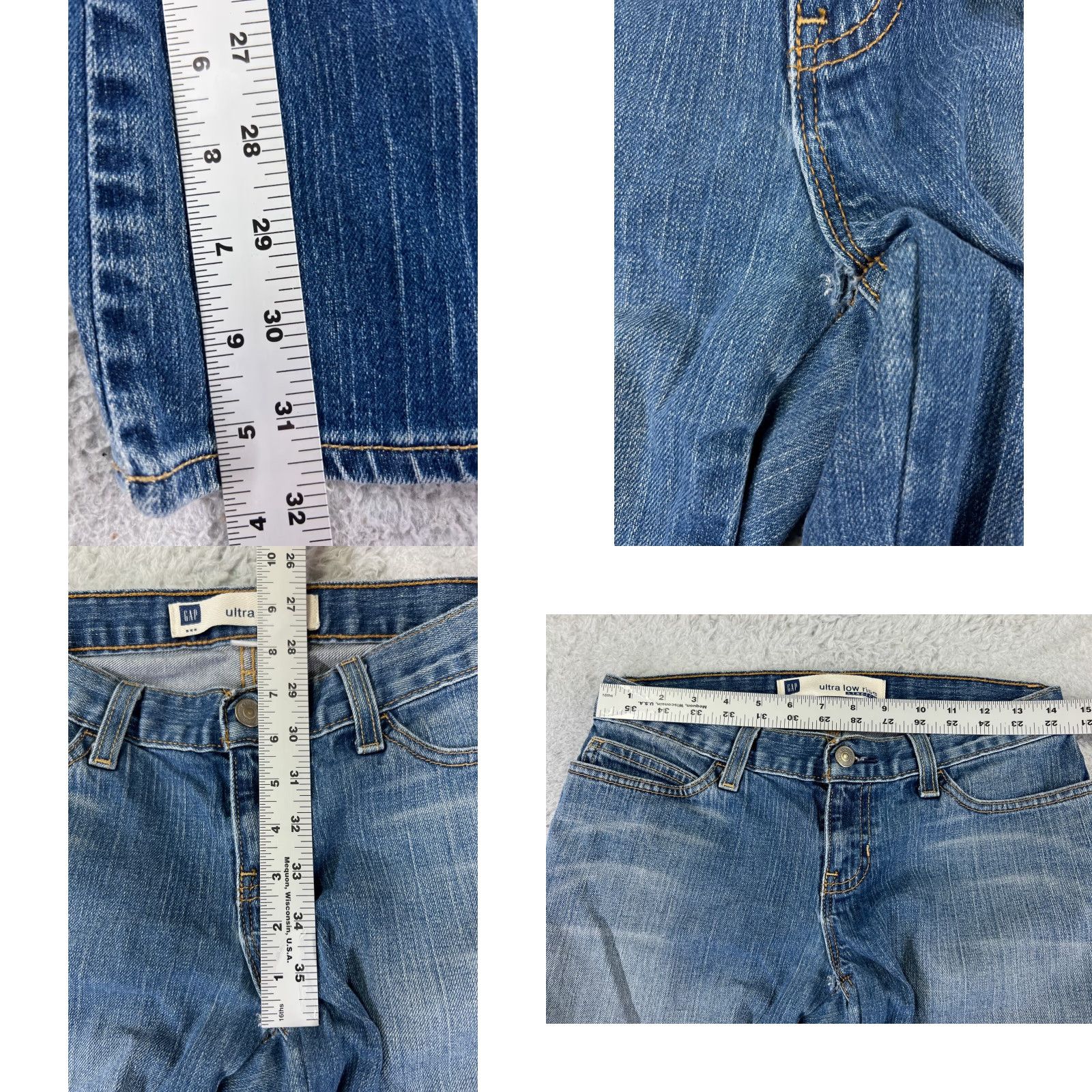 Gap VINTAGE Gap Women's Jeans Pants 28 Blue Denim Low Rise Bootcut Stretch Cotton 80s 90s City Womens Size 28" / US 6 / IT 42 - 8 Thumbnail