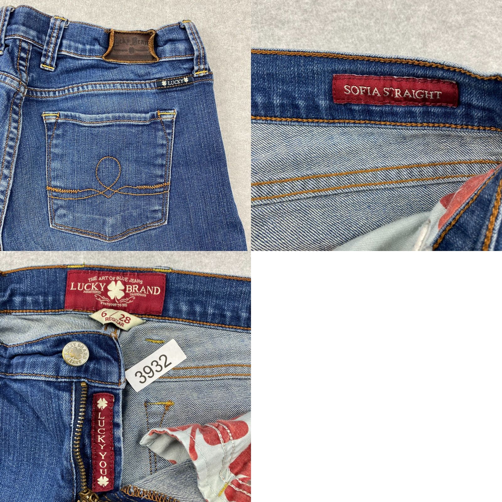 Lucky Brand Lucky Brand Sophia Straight Jeans Womens 6 / 28 Blue Mid-Rise Distressed Denim Size 28" / US 6 / IT 42 - 9 Thumbnail