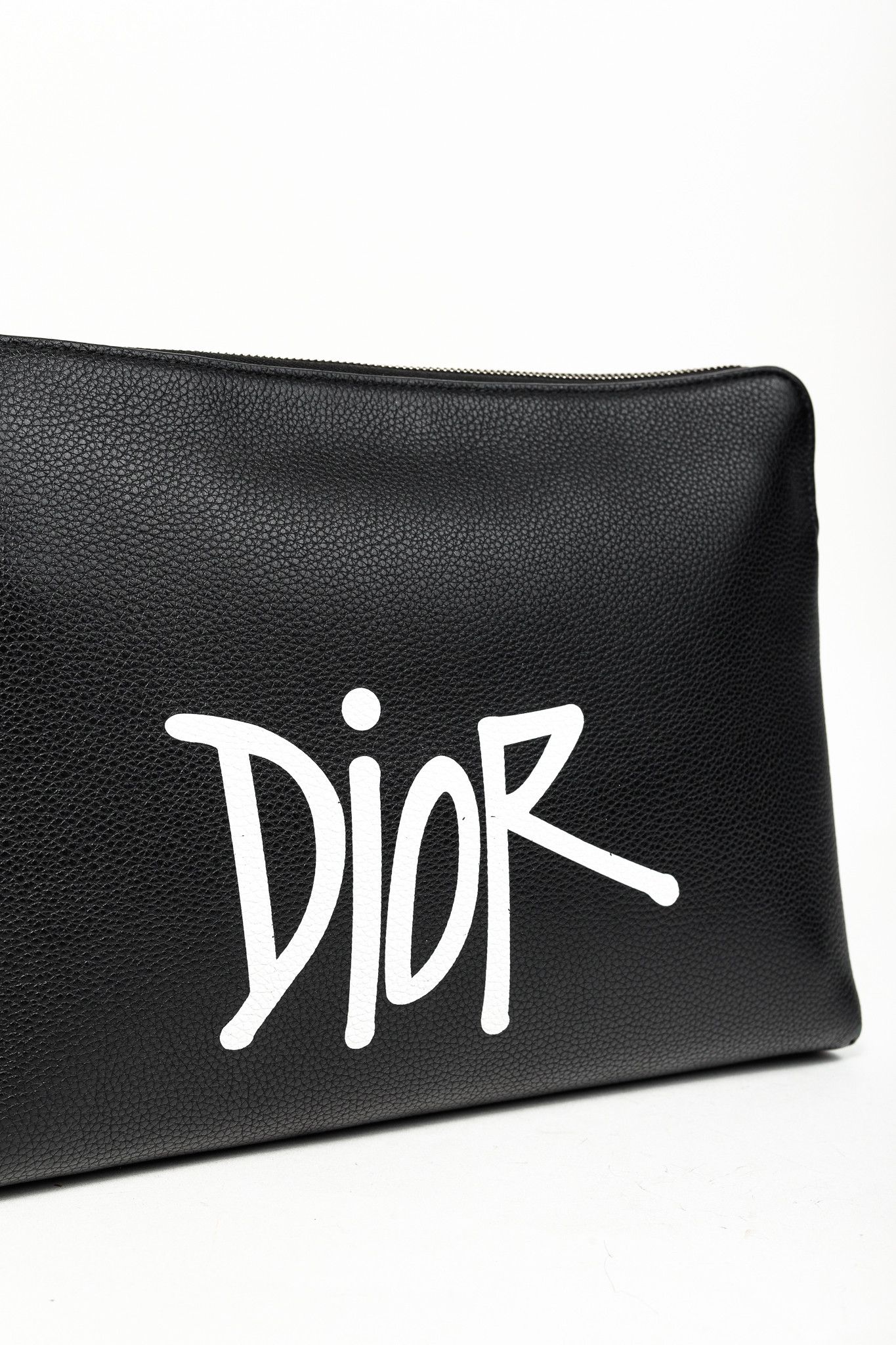 Dior × Stussy Dior X Shawn Stussy AW/20 Black Pebbled Leather Large Clutch Size ONE SIZE - 5 Thumbnail