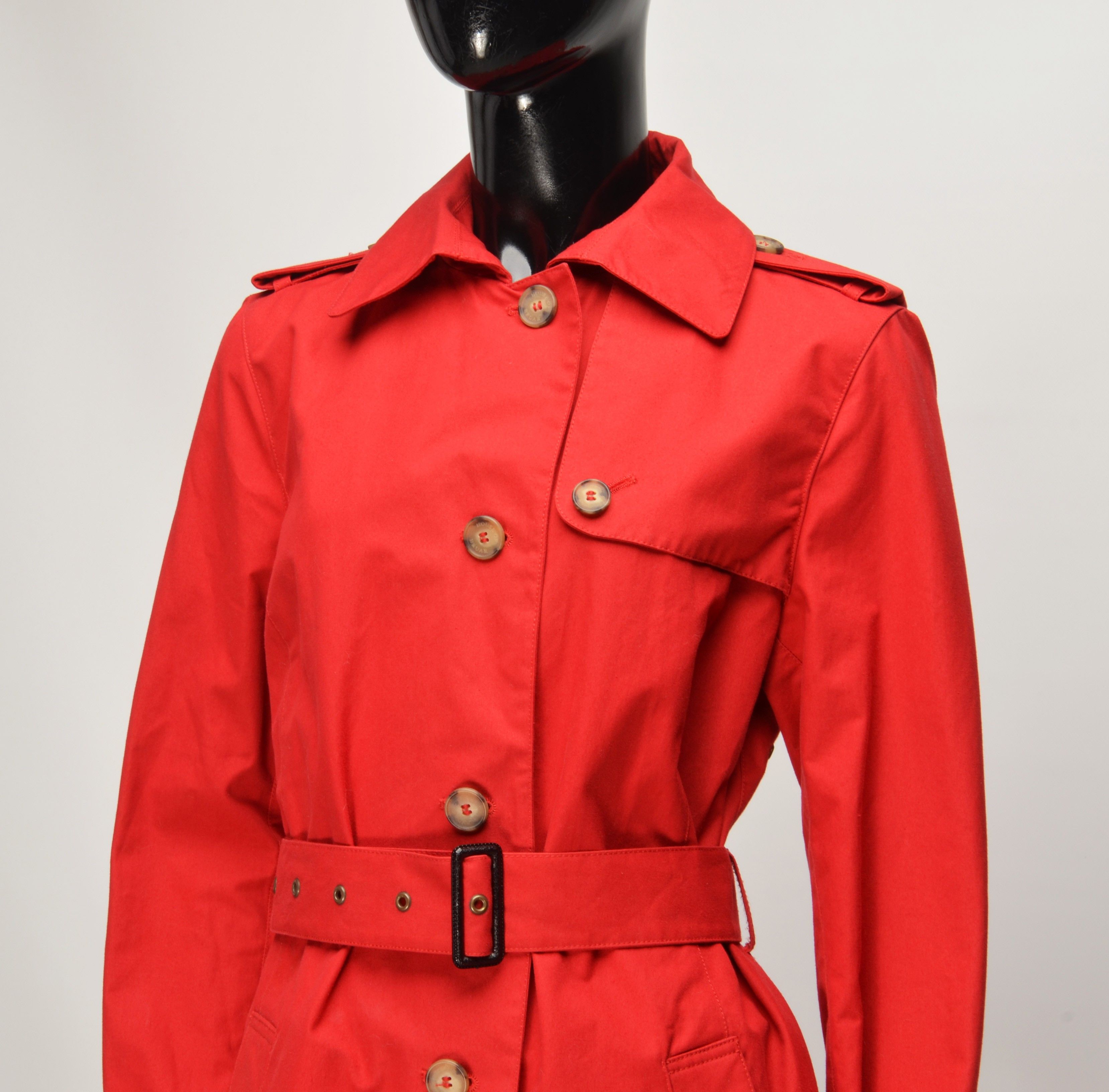 Other House Of Bruar Waxed Cotton Red Belted Trench Coat Size M / US 6-8 / IT 42-44 - 2 Thumbnail