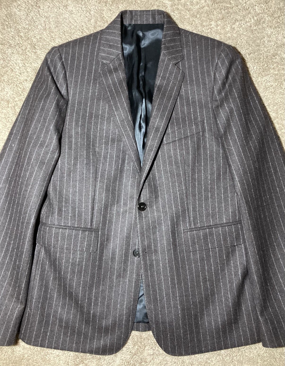 Celine New AW23 Celine Striped Carnaby 2B Jacket 48 Chocolate Hedi Size 48S - 1 Thumbnail