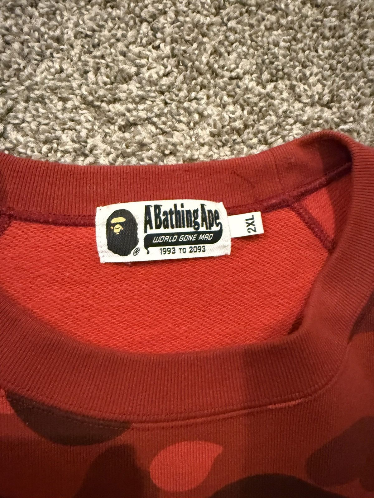 Bape Red Bape Shark Crewneck Size US XXL / EU 58 / 5 - 3 Thumbnail