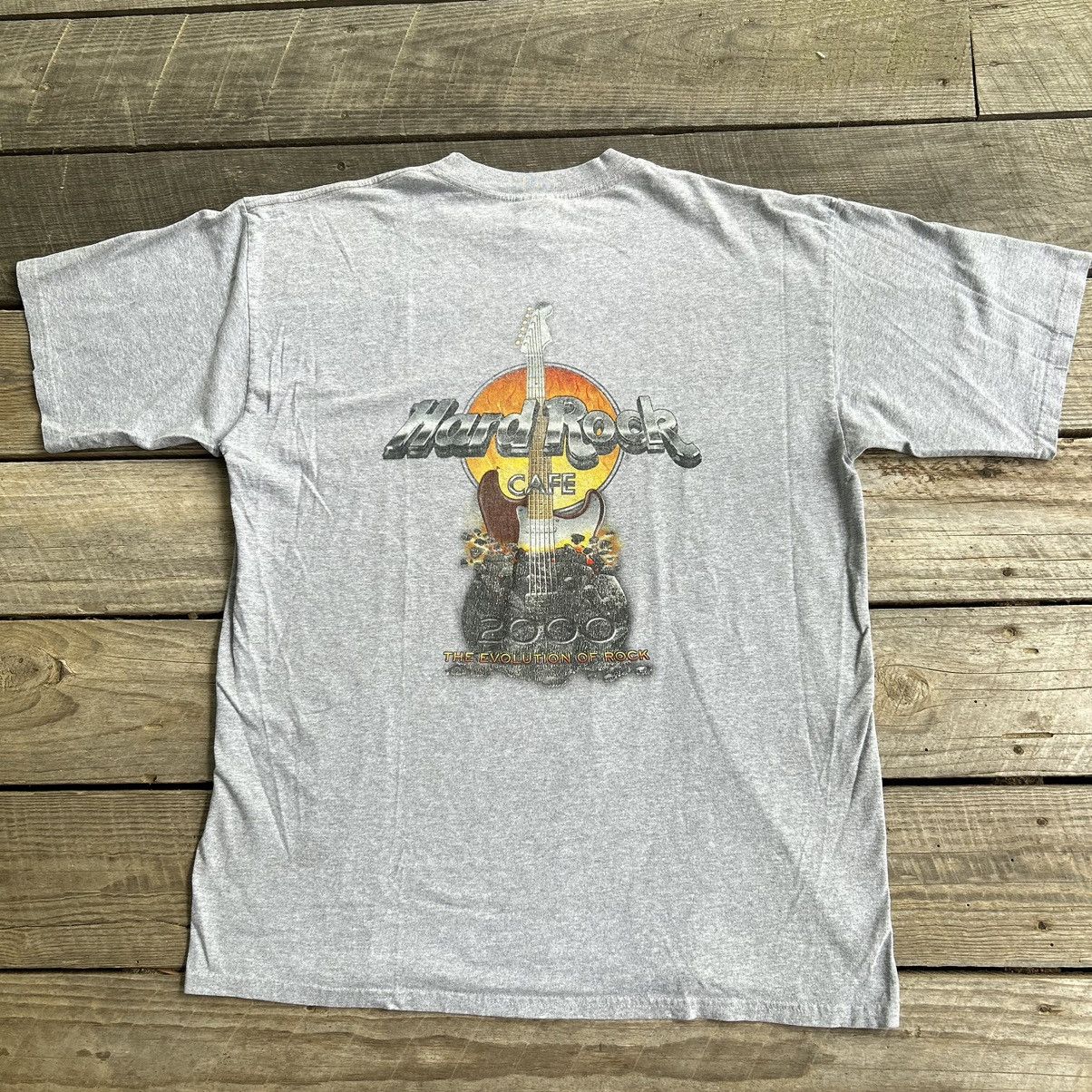Hard Rock Cafe × Vintage Vintage 90s Hard Rock Cafe Guitar Flames T Shirt Size US XL / EU 56 / 4 - 4 Thumbnail