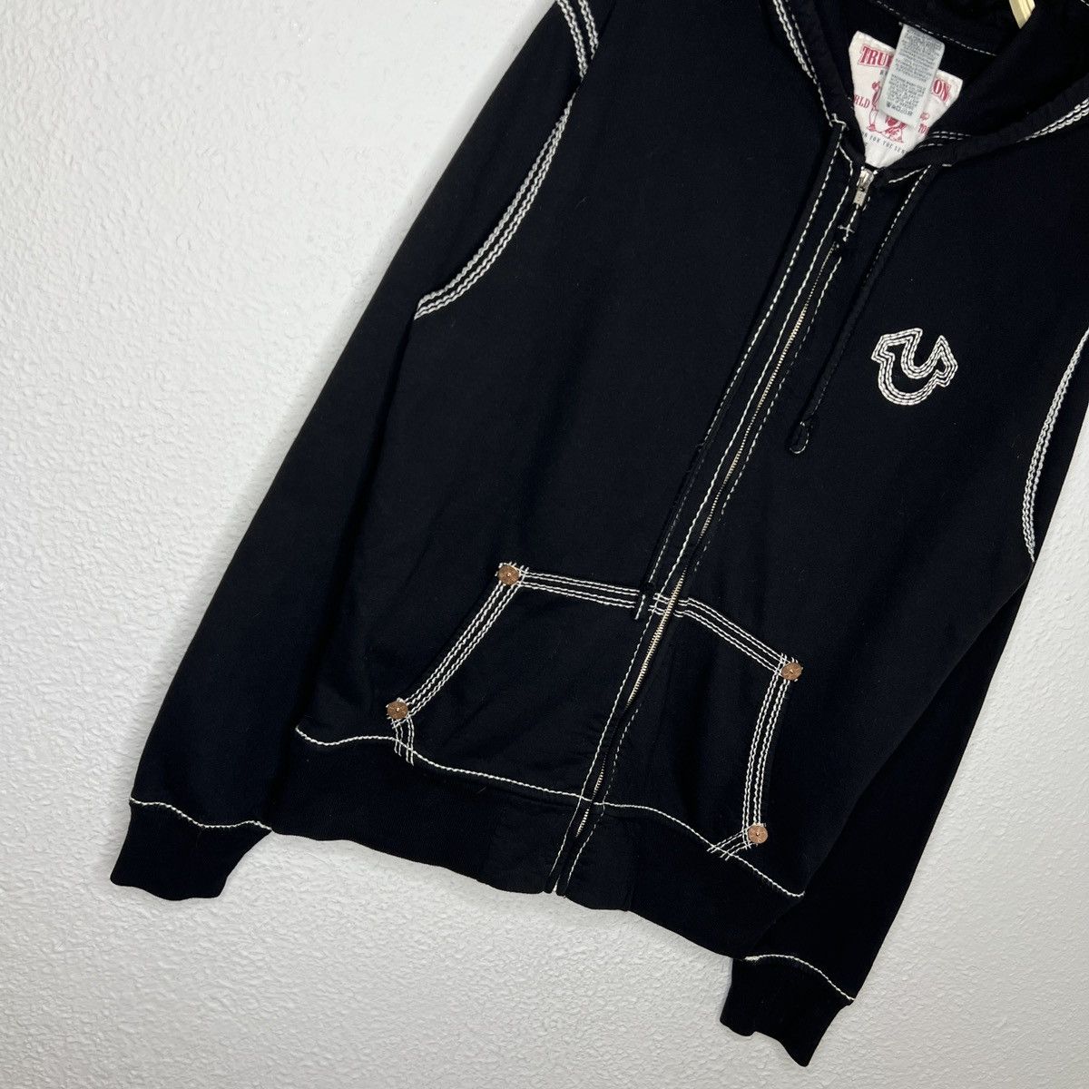 True Religion Y2K True Religion Triple Contrast Stitch Zip Up Hoodie Size US L / EU 52-54 / 3 - 2 Thumbnail
