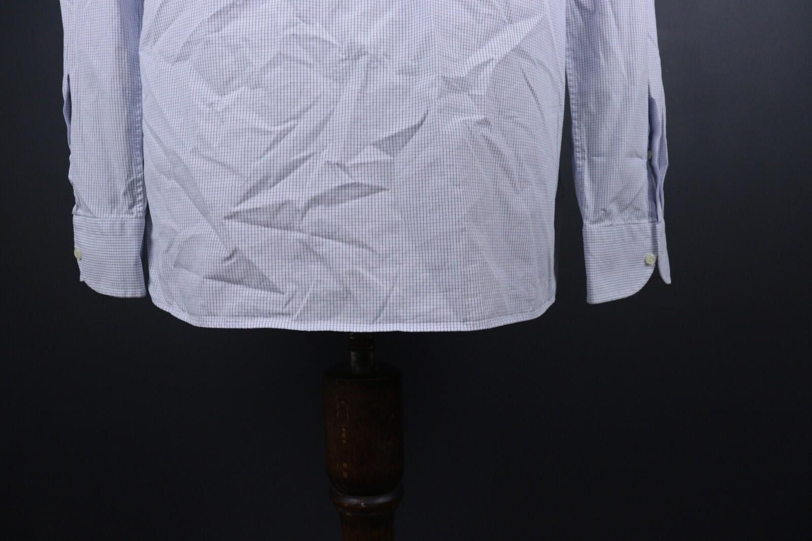 Designer Boggi Milano Tailored Fit Blue Check Down Shirt Size 45 / 18 Size US M / EU 48-50 / 2 - 6 Thumbnail