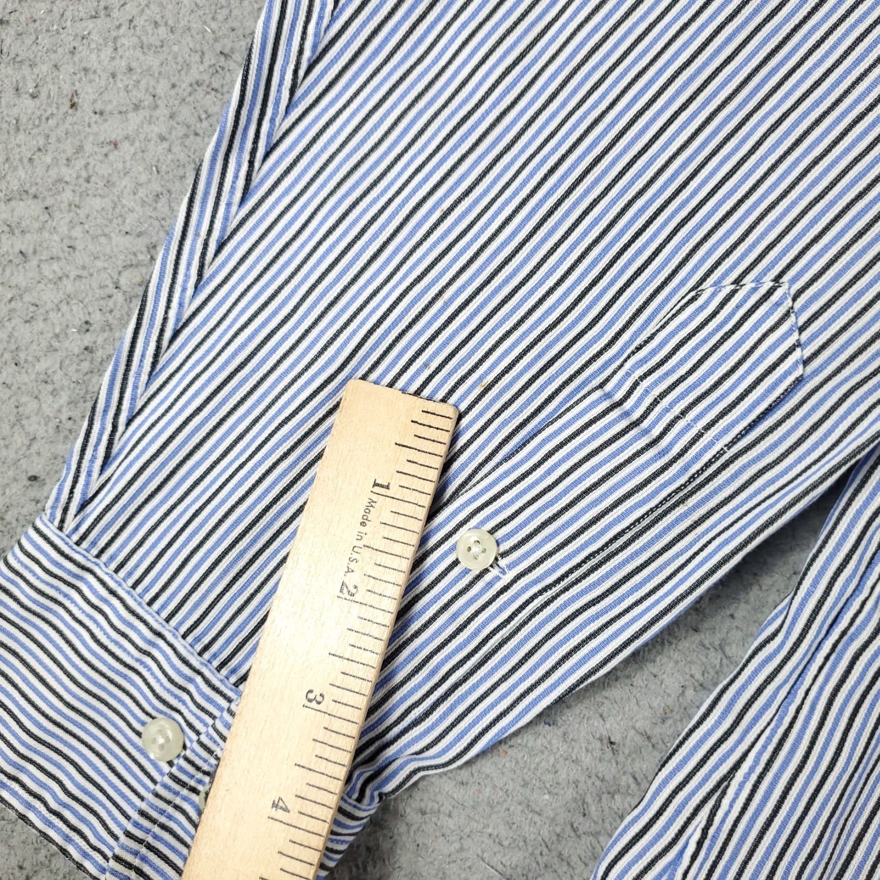 Ralph Lauren Ralph Lauren Shirt Men 16.5 Blue Striped Dress Button-Down Long Sleeve Regular Fit Non-Iron Pockets Vintage No (Adults) Mens Size 42R - 3 Thumbnail
