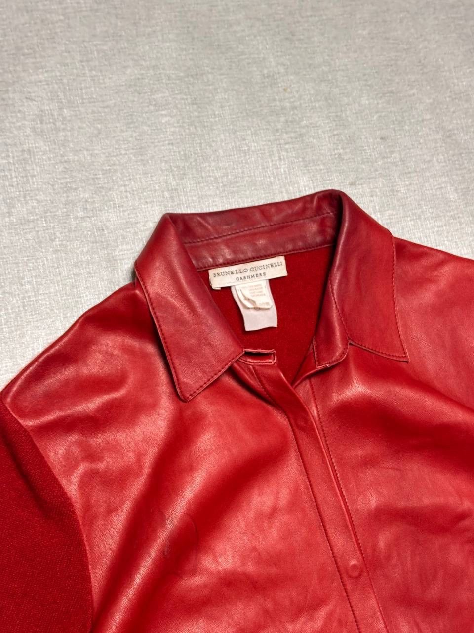 Brunello Cucinelli Brunello Cucinelli Red Leather & Cashmere Overshirt Vintage Size M / US 6-8 / IT 42-44 - 4 Thumbnail