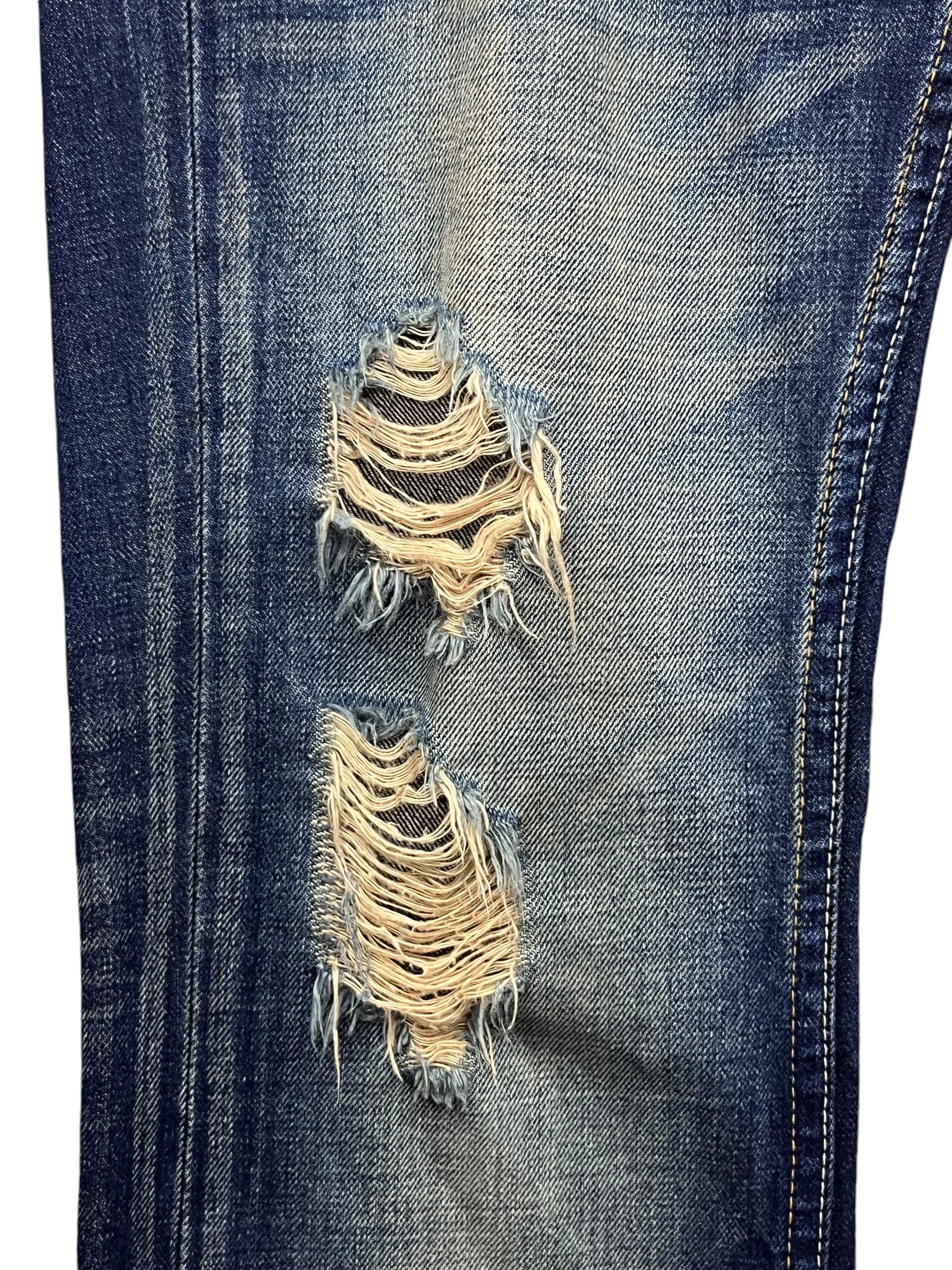 🔥FYE🔥Vintage VANQUISH Designer Punk Studded Ripped Flare