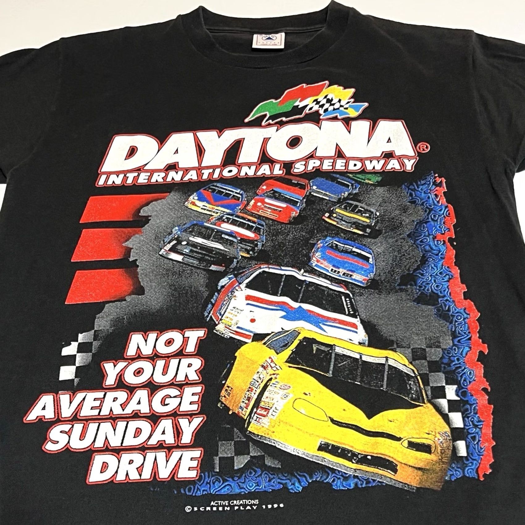 Delta VINTAGE NASCAR Daytona International Speedway Delta T-Shirt Men M 1996 Black Cotton Short Sleeve Crew Neck 90s Sports Racing Nascar USA Double-Sided Size US M / EU 48-50 / 2 - 2 Thumbnail