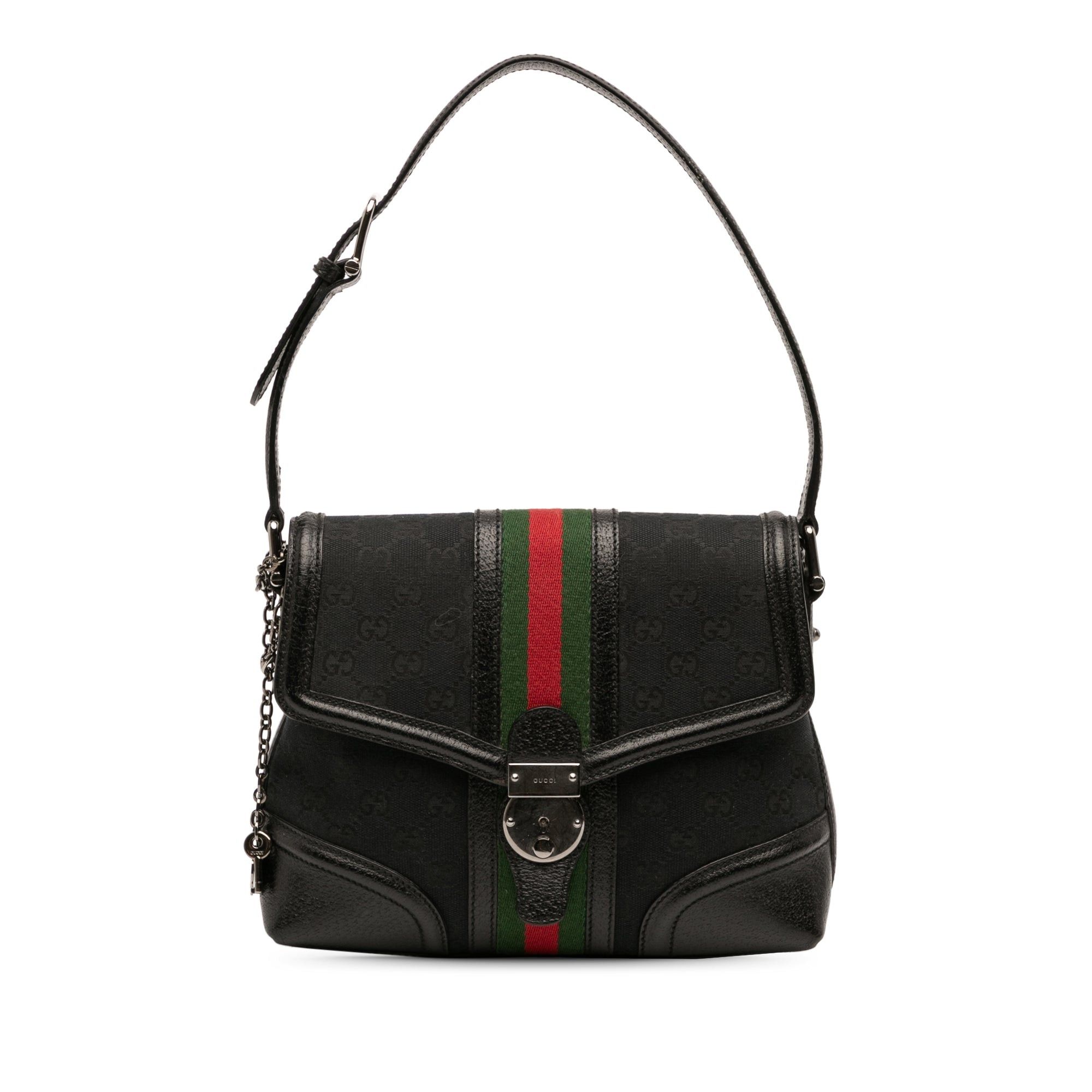 Gucci Small GG Canvas Web Treasure Shoulder Bag in Black, Women's