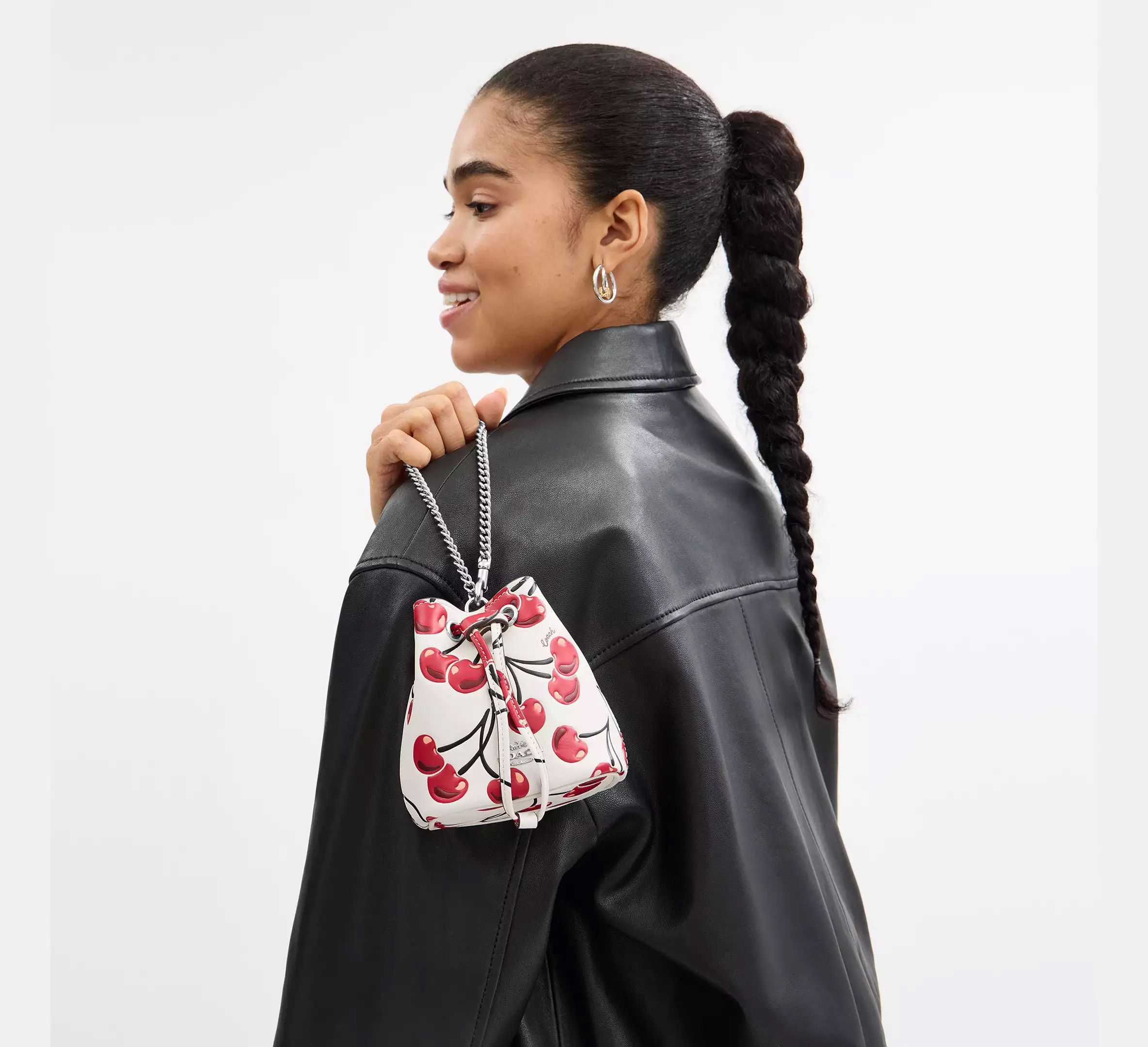 Coach 🍒 Drawstring Wristlet With Cherry Print CZ030 Size ONE SIZE - 5 Thumbnail