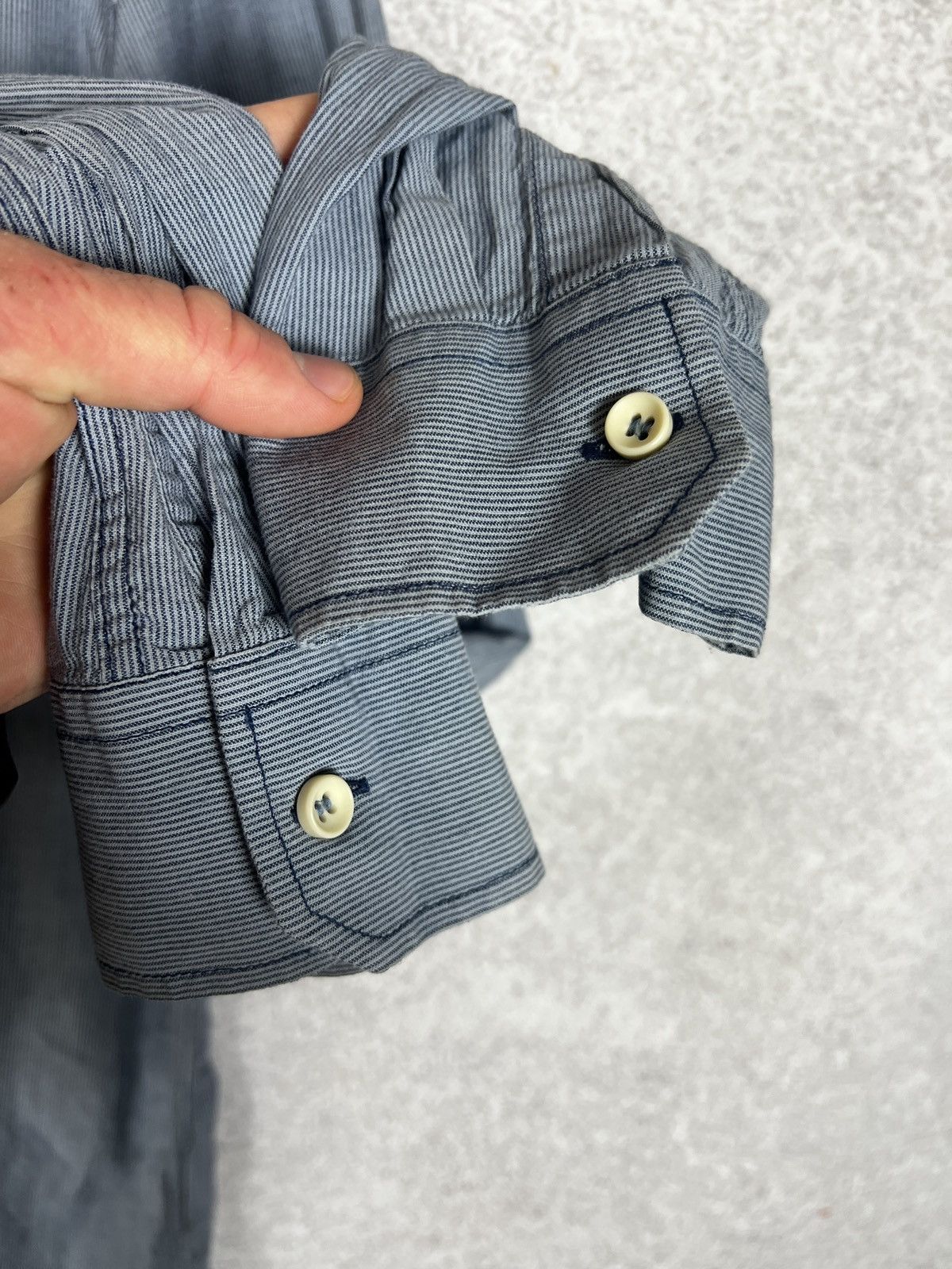 Massimo Osti Vintage Stone Island S/S 2010 Striped Shirt Stitched Logo Size US L / EU 52-54 / 3 - 10 Thumbnail