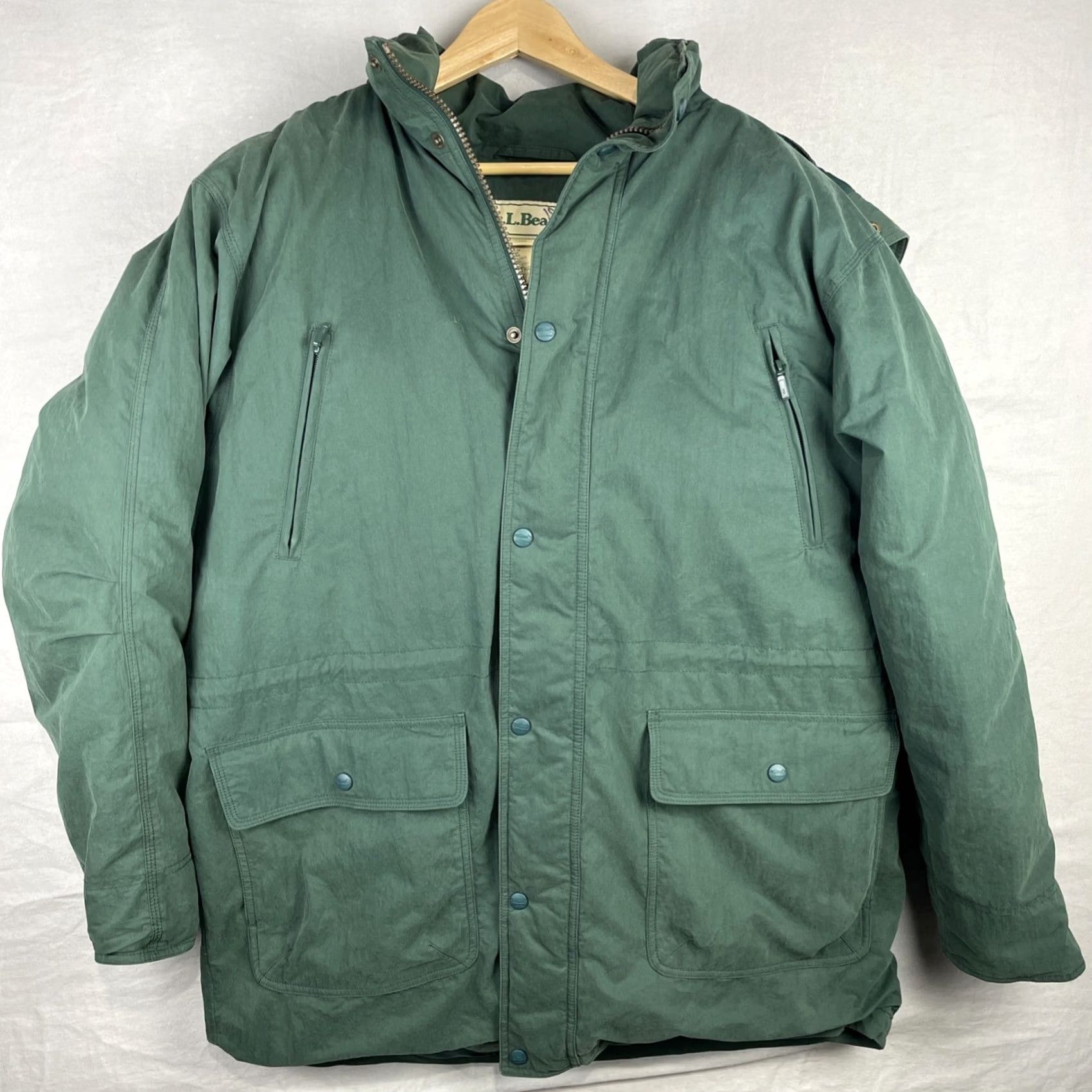 Vintage VINTAGE L.L. Bean Jacket Parka Coat Long Hooded Down Green Mens Large Size US L / EU 52-54 / 3 - 2 Thumbnail