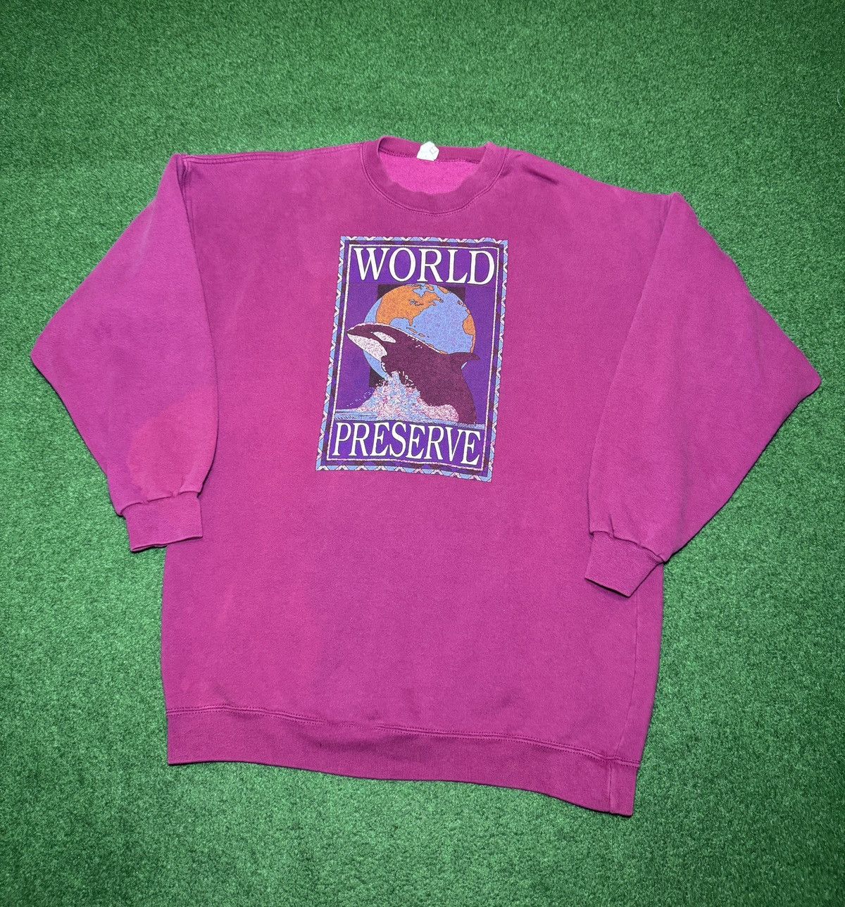 Vintage Vtg 90s World Perserve Nature Orca XL Oversized Sweatshirt Size XL / US 12-14 / IT 48-50 - 1 Thumbnail
