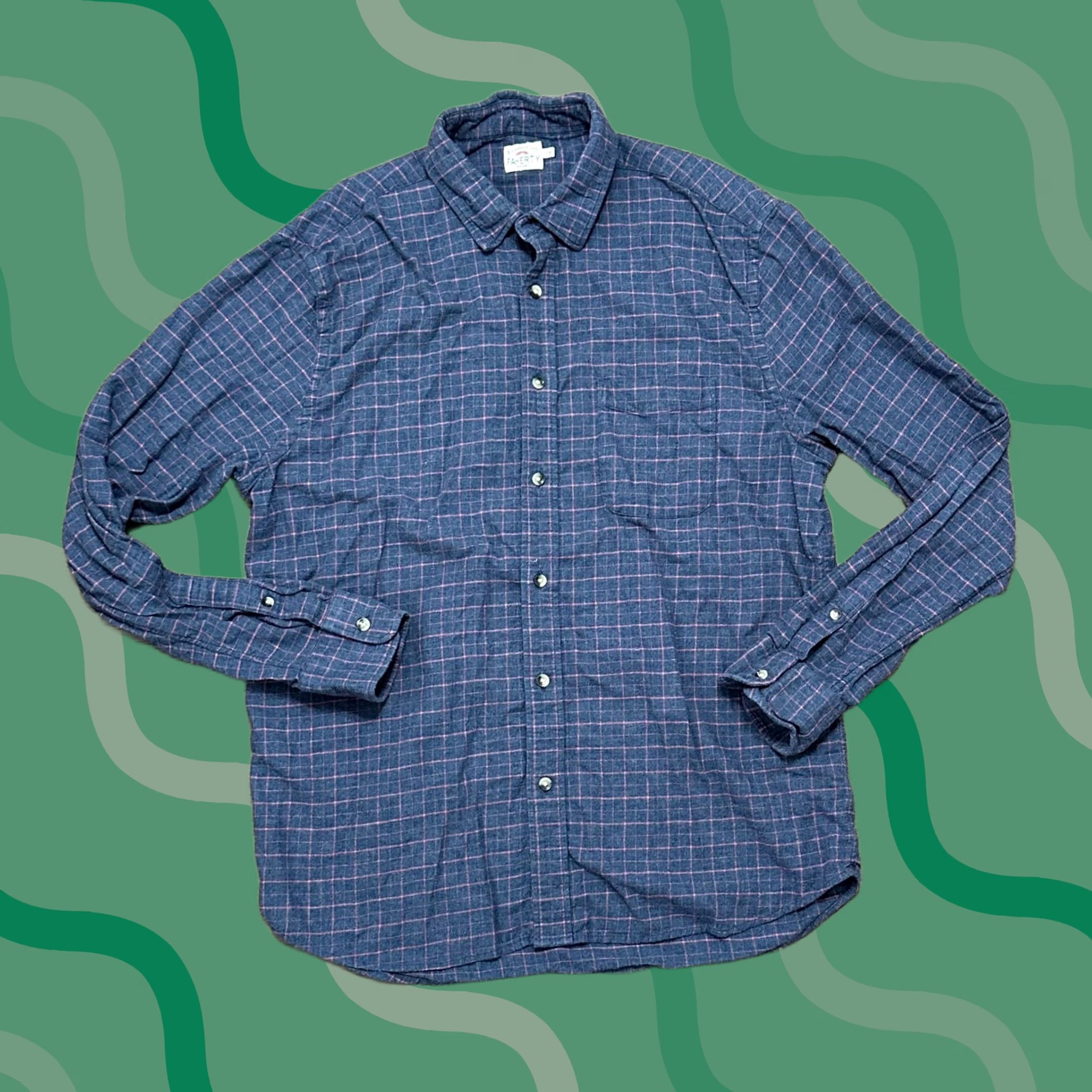 Faherty FAHERTY Mens Blue Pink Plaid Stretch Flannel Shirt Size Large Size US L / EU 52-54 / 3 - 1 Thumbnail