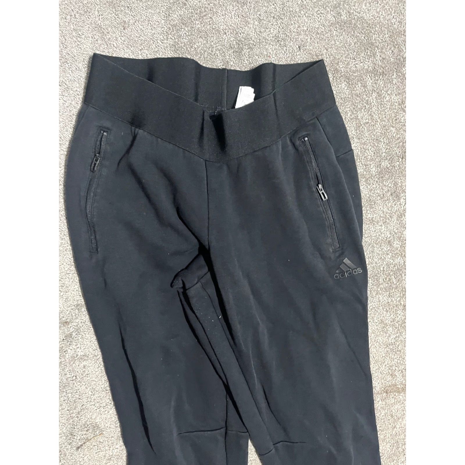 Adidas Women's adidas Black Pull-On Leggings M 12-14 Regular Striped Ankle Activewear Womens Size 32" / US 10 / IT 46 - 2 Thumbnail