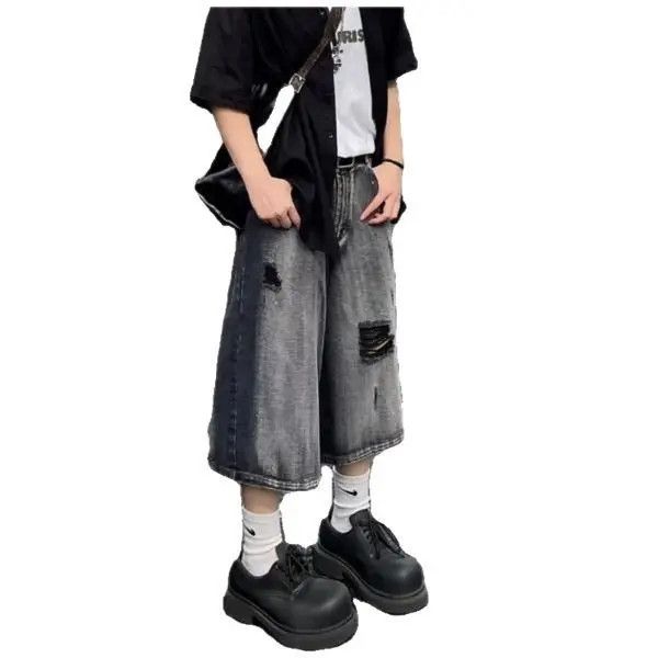 Japanese Brand × Jean Retro loose straight leg wide leg denim shorts Size US 32 / EU 48 - 5 Thumbnail