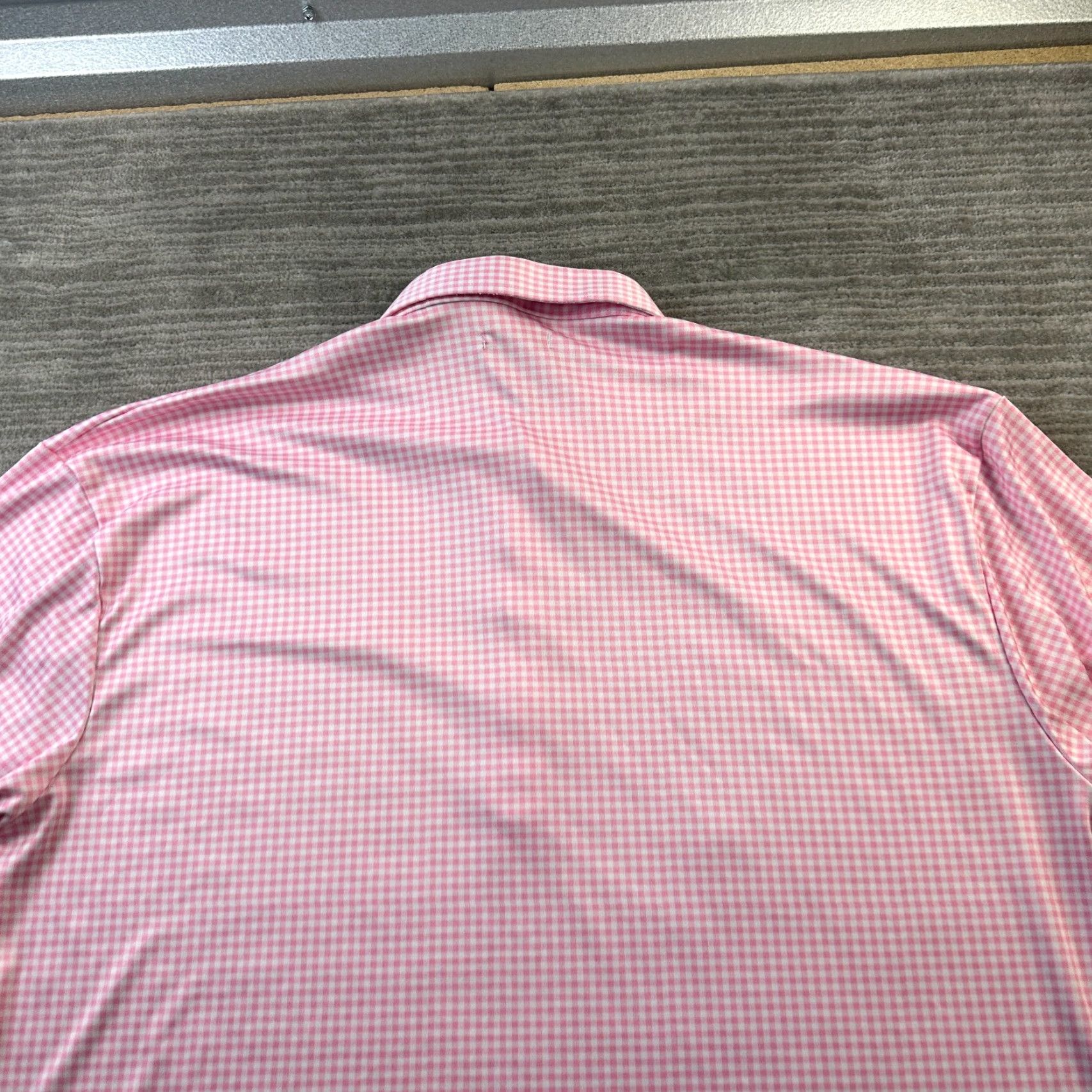 CO Collars & Co Polo Shirt Mens 2XL Pink Gingham Plaid Formal Dress Collar Size 48R - 4 Thumbnail