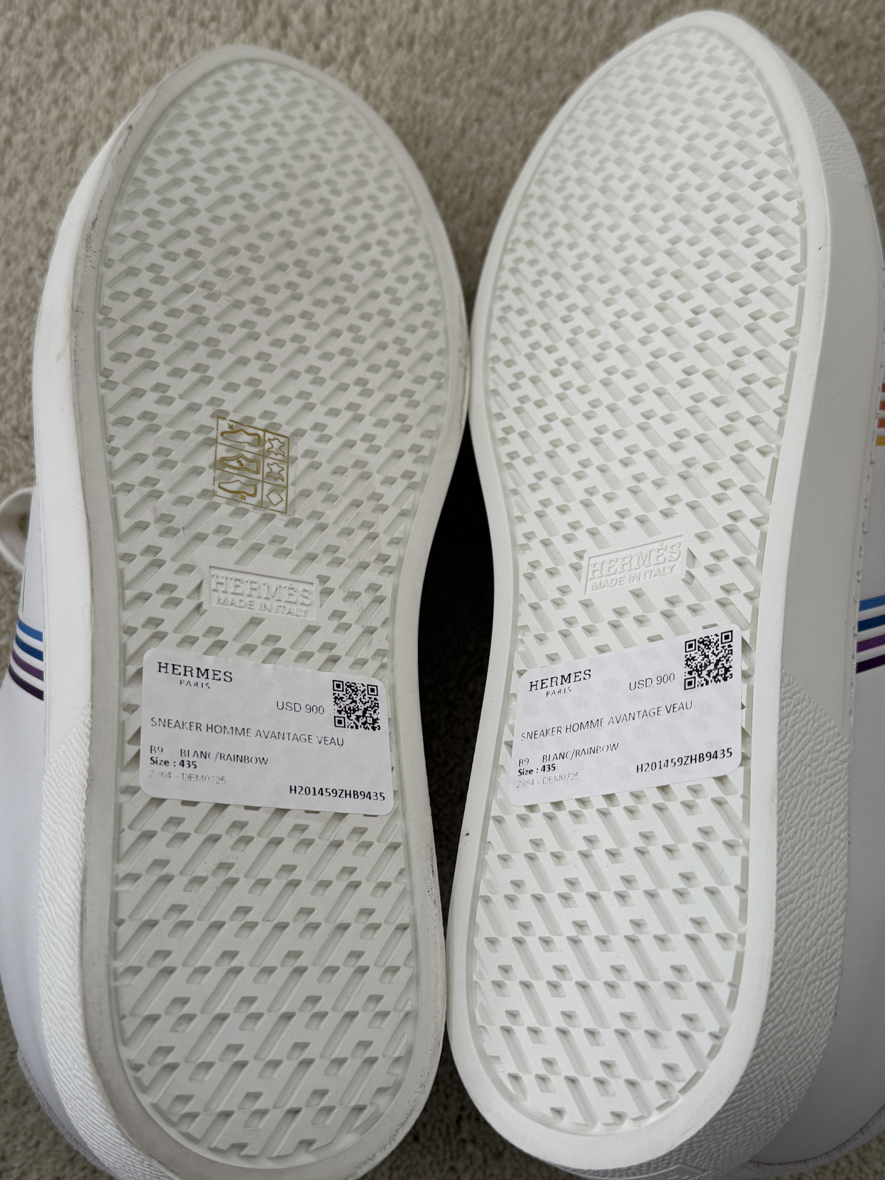 Hermes Hermes Mens New White w/Multcolor H Leather Sneakers Size US 10.5 / EU 43-44 - 14 Thumbnail
