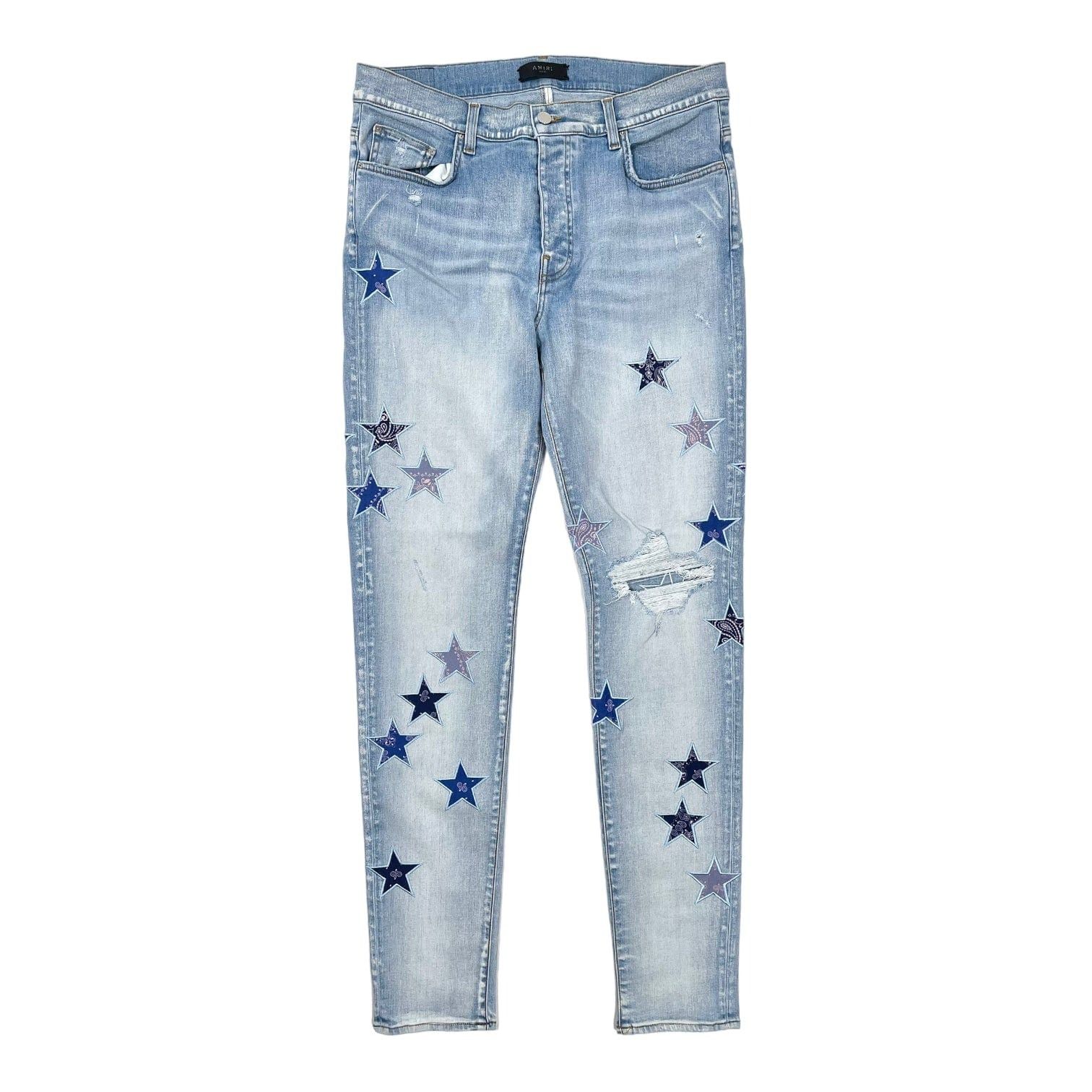 image of Amiri Blue Bandana Star Jeans Light Indigo, Men's (Size 38)