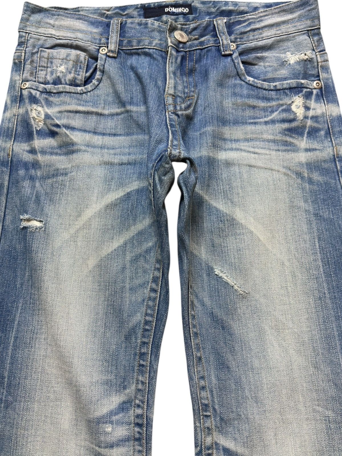 Adolfo Dominguez Vintage Domingo Blue Low Rise Flare Whiskers Denim Size US 30 / EU 46 - 2 Thumbnail