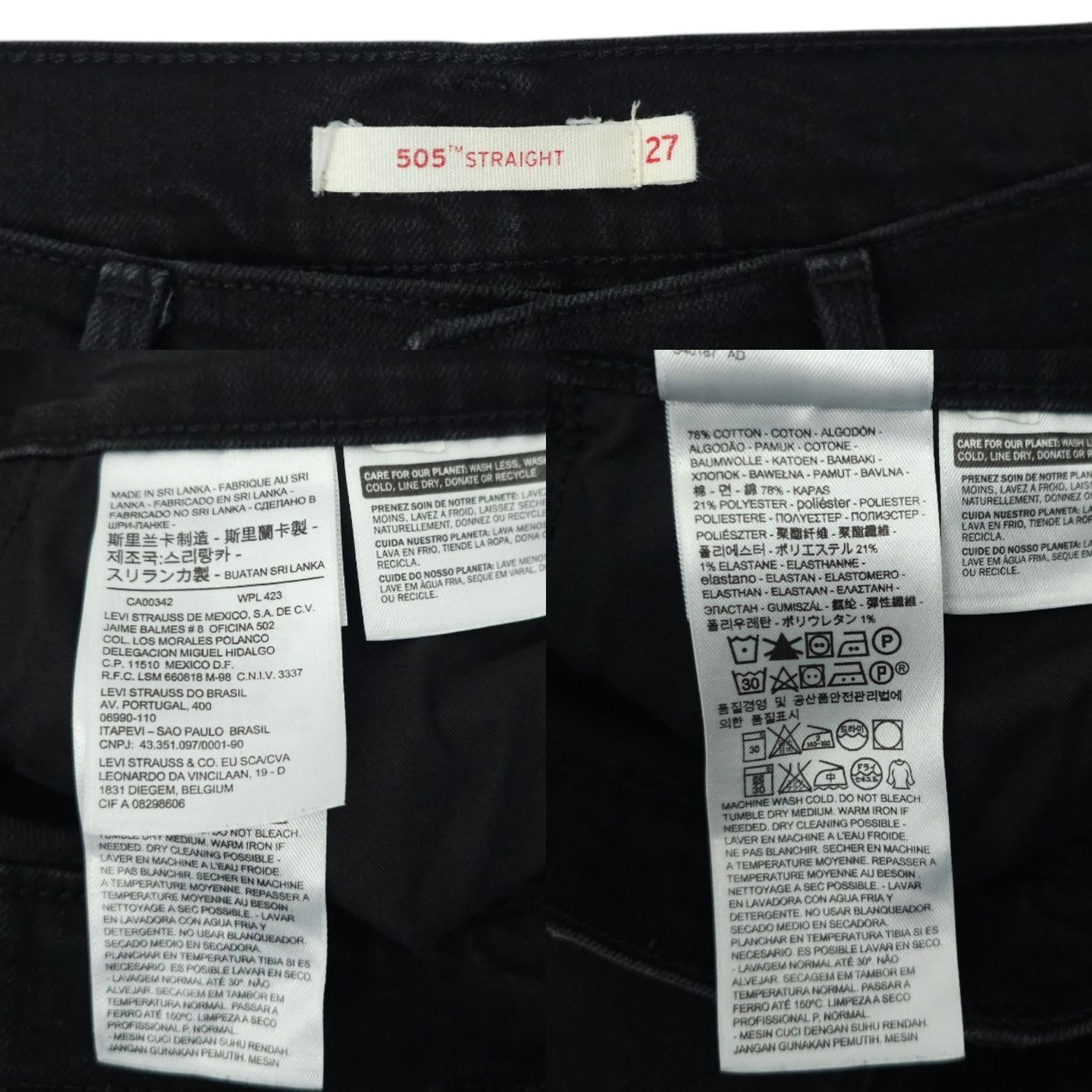 Levi's Levis 505 Straight Jeans Womens 27 Stretch Denim Mid Rise Size 29" - 8 Thumbnail