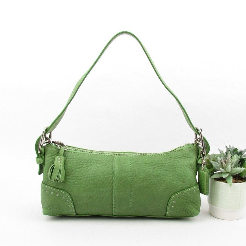 Coach Vintage Y2K Green Leather Baguette Bag, Women's
