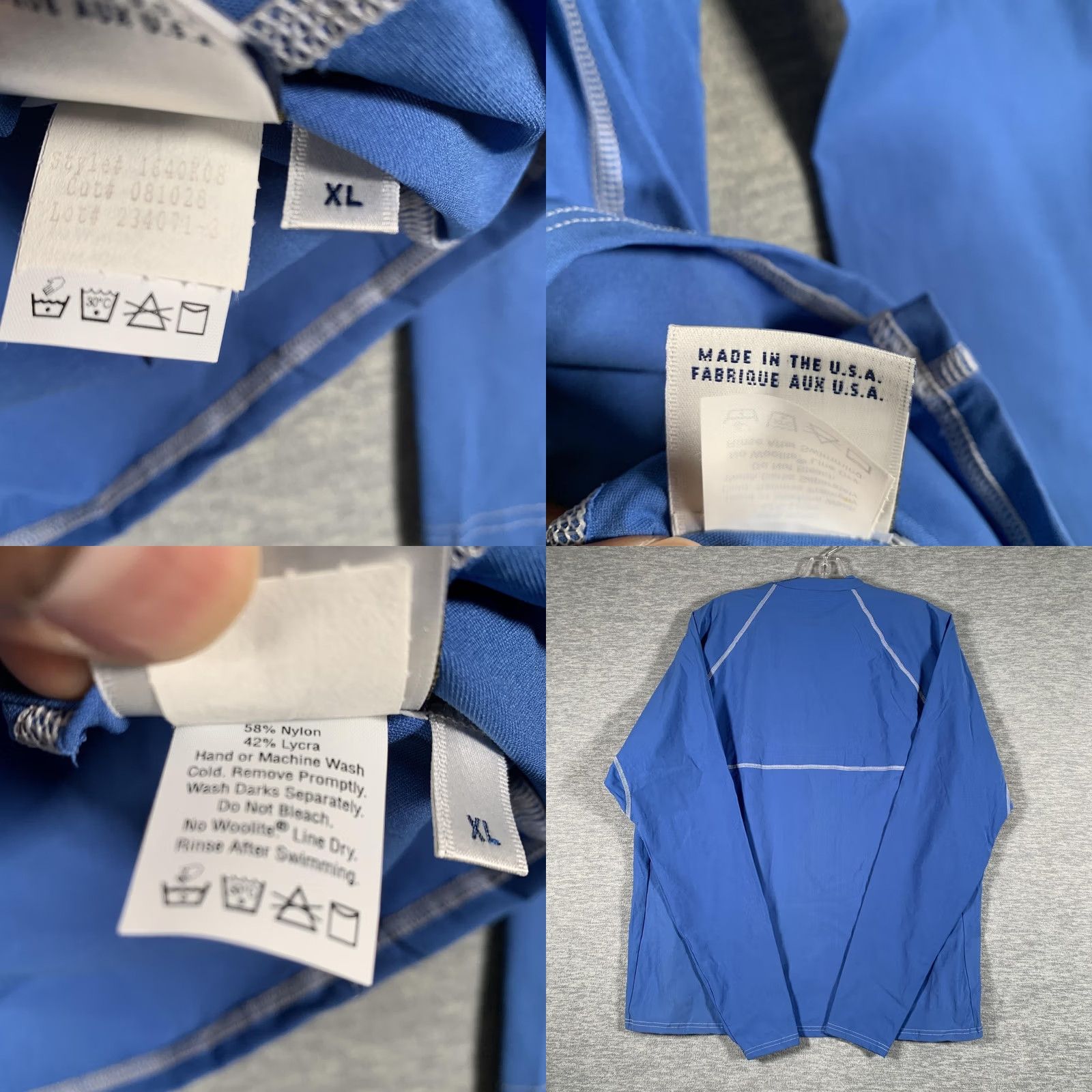 Vintage Solumbra Shirt Mens XL Ocean Blue Mock Neck Long Sleeve SPF 30+ Surf Sun Protection Pullover Raglan Sleeve T-Shirt Nylon Spandex Size US XL / EU 56 / 4 - 10 Thumbnail
