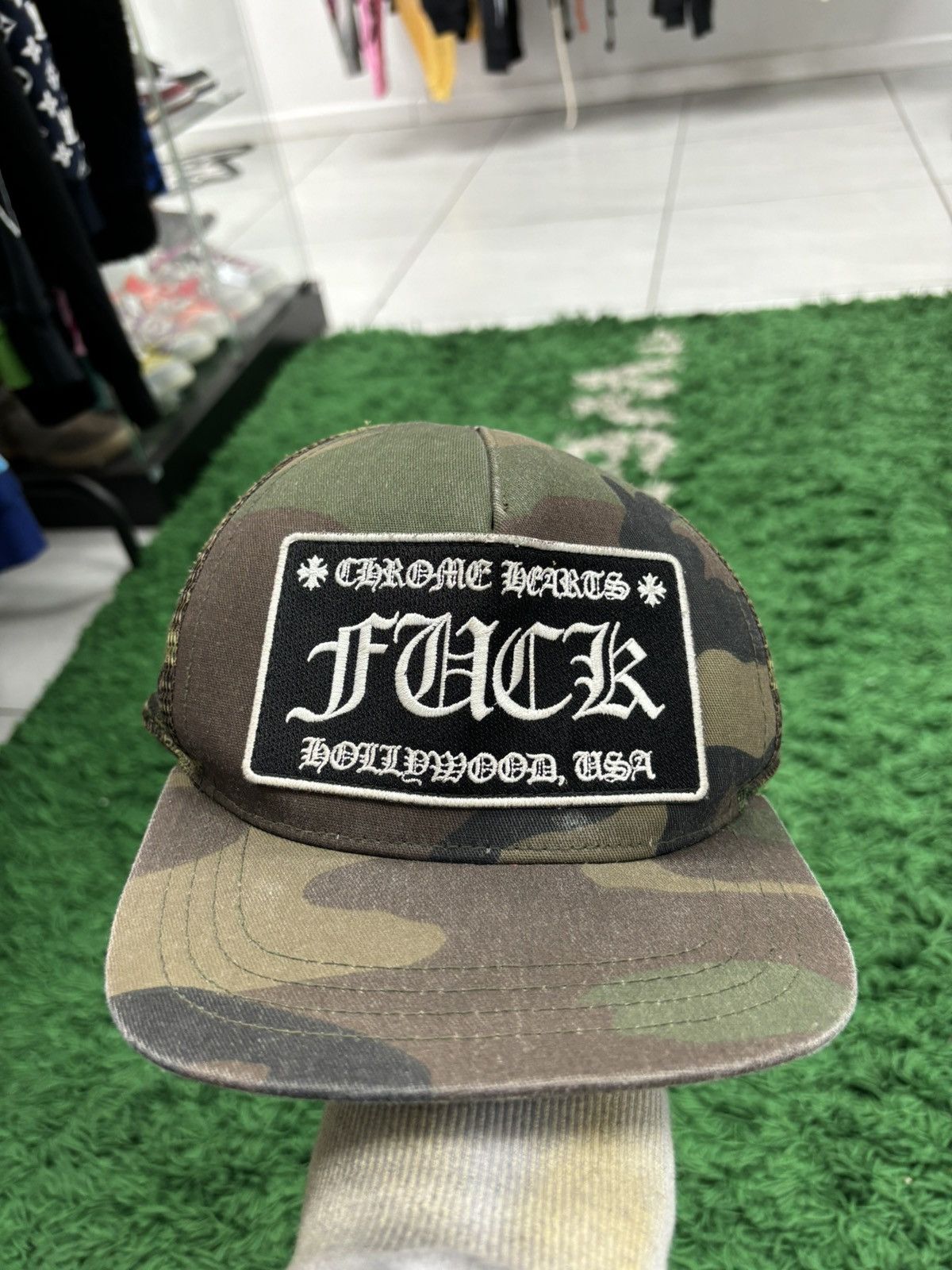 image of Chrome Hearts Camo Cap Trucker, Men's