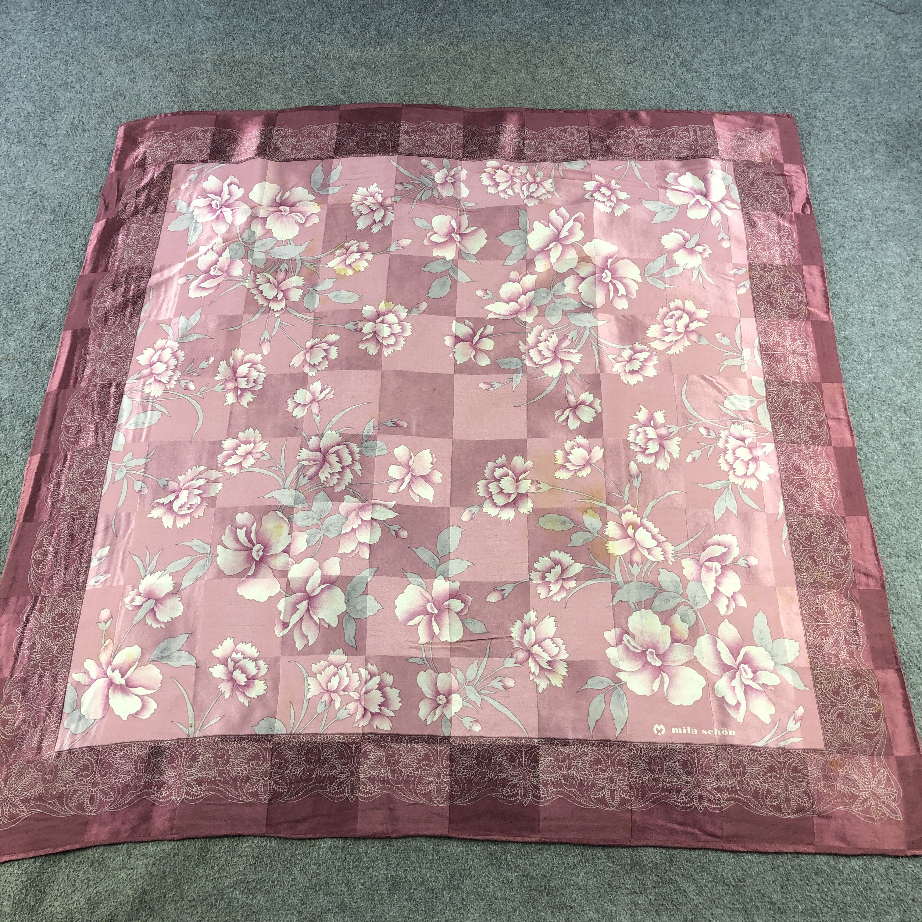 Mila Schon Mila Schon Floral Hand Rolled Silk Scarf M1054 Size ONE SIZE - 2 Thumbnail