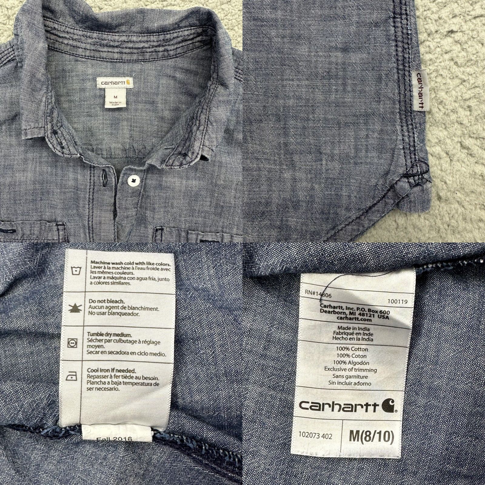 Carhartt Carhartt Shirt Women M Milam Blue Button Down Long Sleeve RelaxedFit 102073-402 Size M / US 6-8 / IT 42-44 - 8 Thumbnail