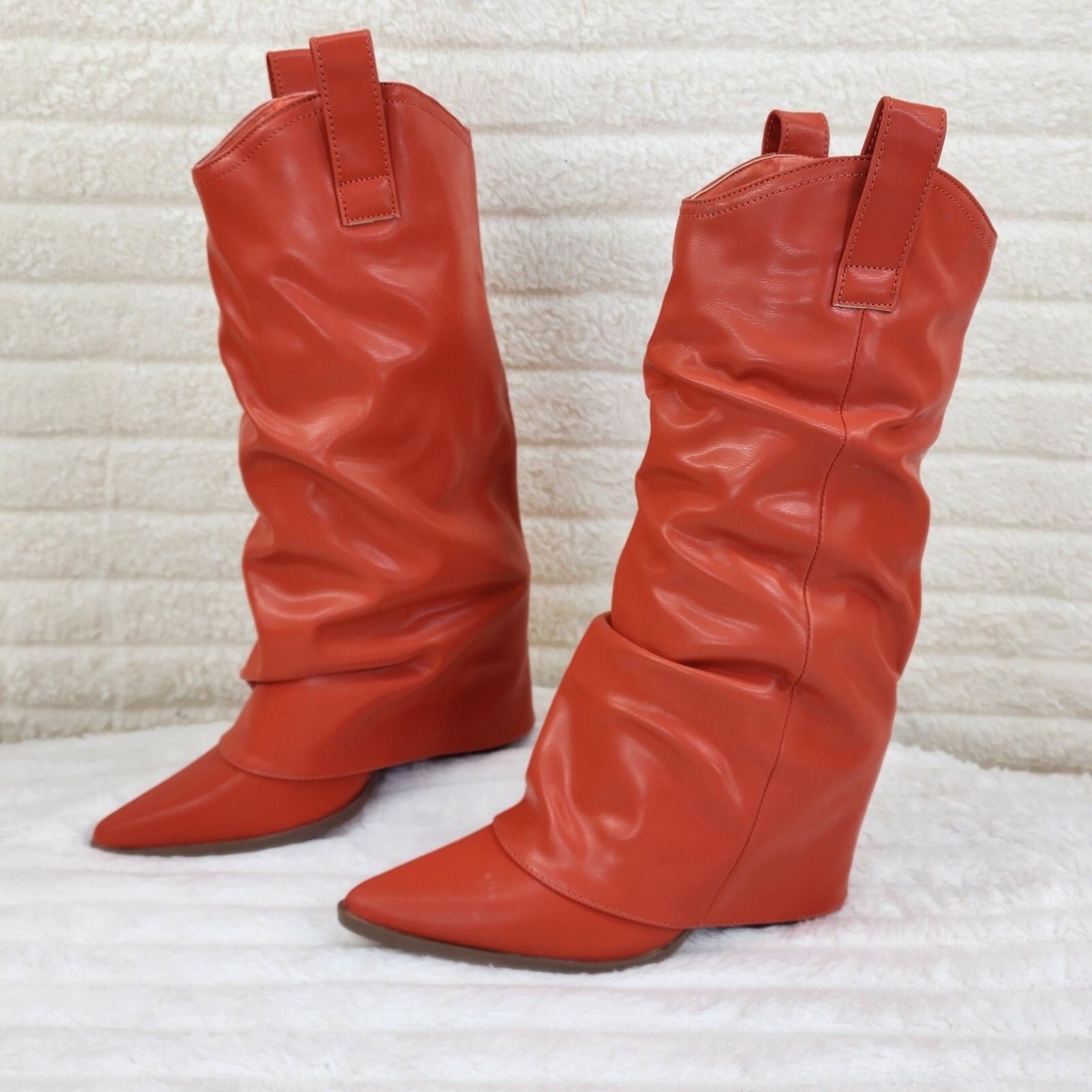 Other Humbled Orange Skirted Fold Over Western Cowgirl Boots (US S Size US 5.5 / IT 35.5 - 1 Thumbnail