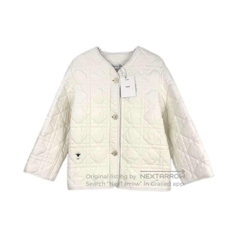 Dior Dior White embroidered bee diamond cotton jacket Size XXS / US 00 / IT 34 - 1 Thumbnail