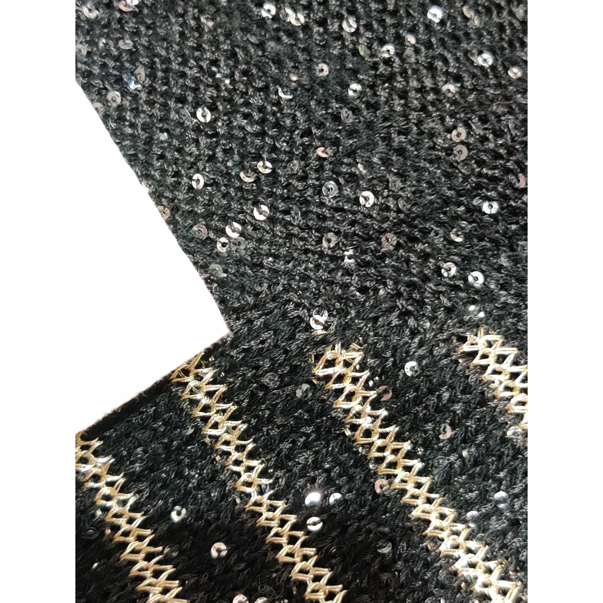 Vintage Vintage Escio Black Gold Sequin Stripe Knit Sweater Size M 8 Size M / US 6-8 / IT 42-44 - 7 Thumbnail