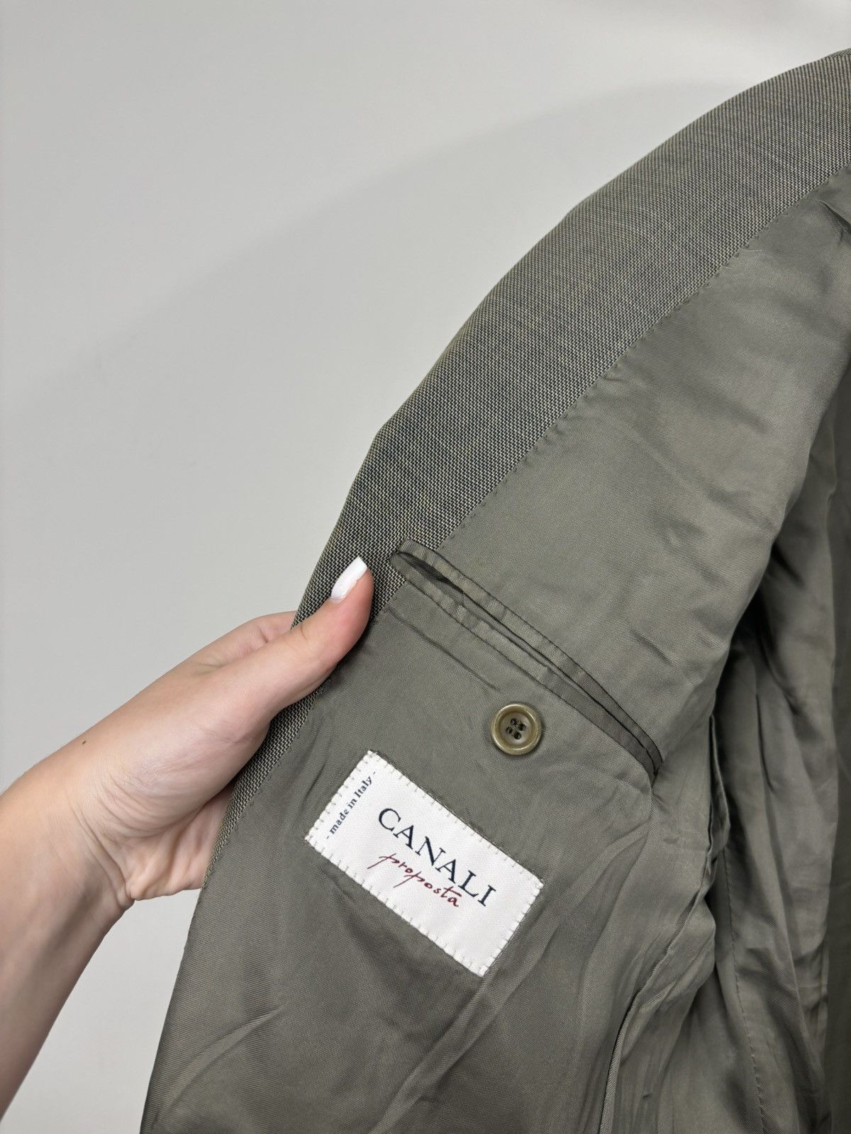 Canali Canali Proposta Olive Green Houndstooth Wool Blazer Jacket Size 48R - 14 Thumbnail