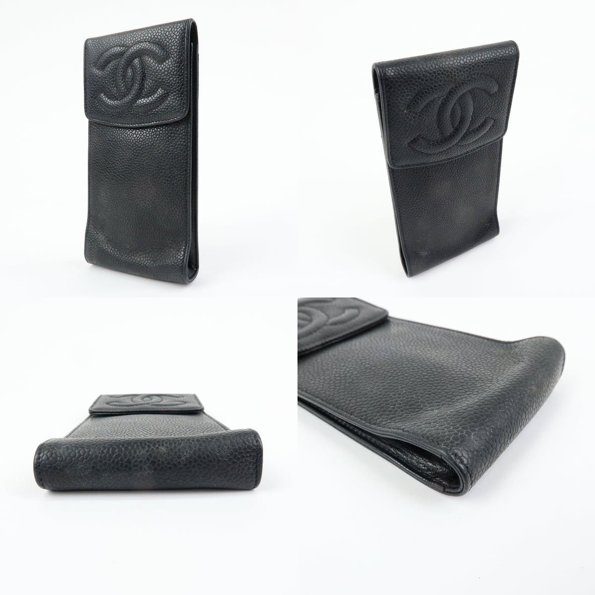 Chanel Chanel CC Logo Caviar Leather Eyeglasses Case Black Size ONE SIZE - 3 Thumbnail