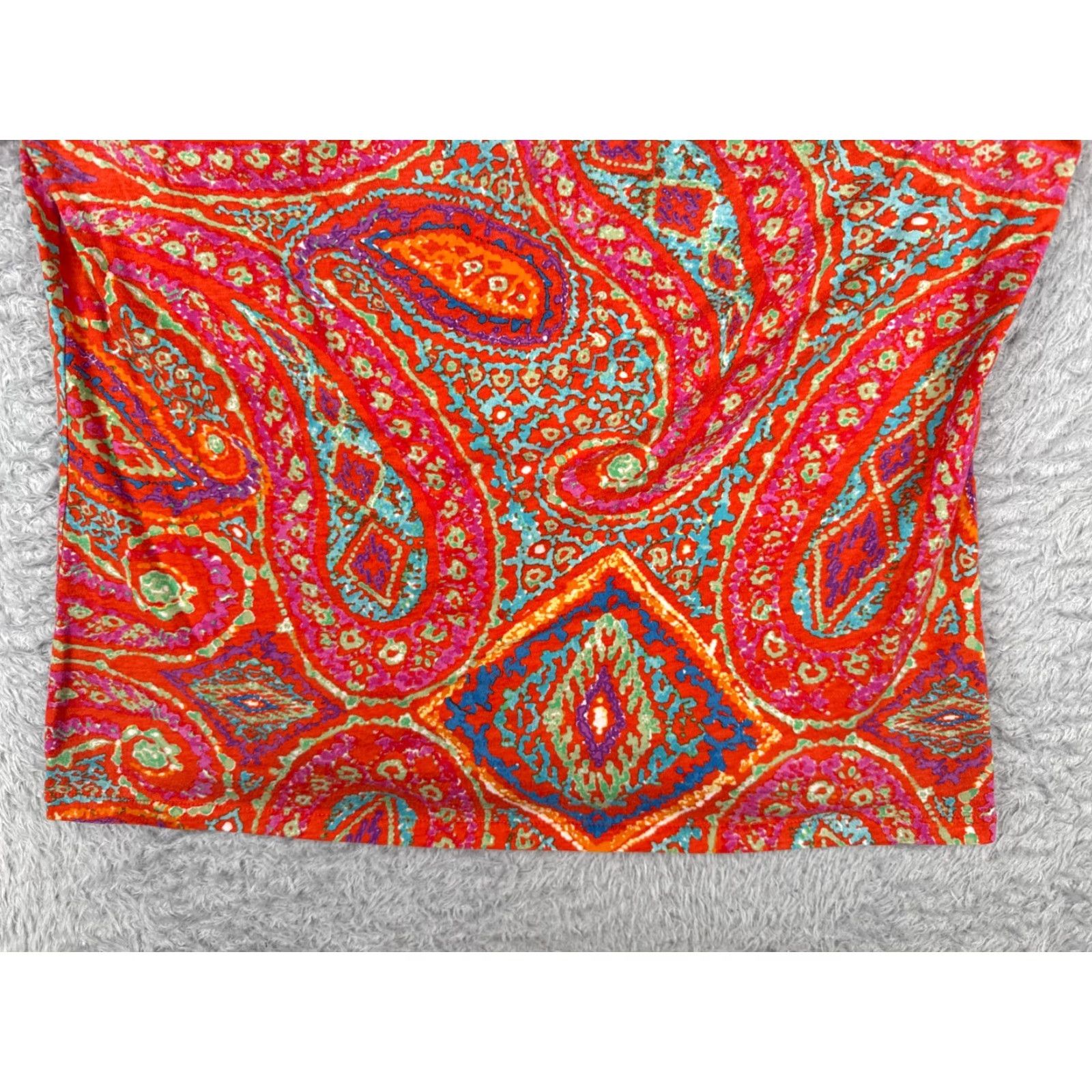 Ralph Lauren VINTAGE Lauren Ralph Lauren Shirt Women Large Red Paisley Boat Neck Cotton Casual 90s Size L / US 10 / IT 46 - 5 Thumbnail