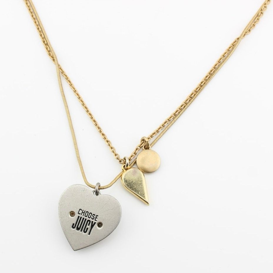 Juicy Couture Juicy Couture Multi Chain Heart Charm Necklace Gold Tone Size ONE SIZE - 4 Thumbnail