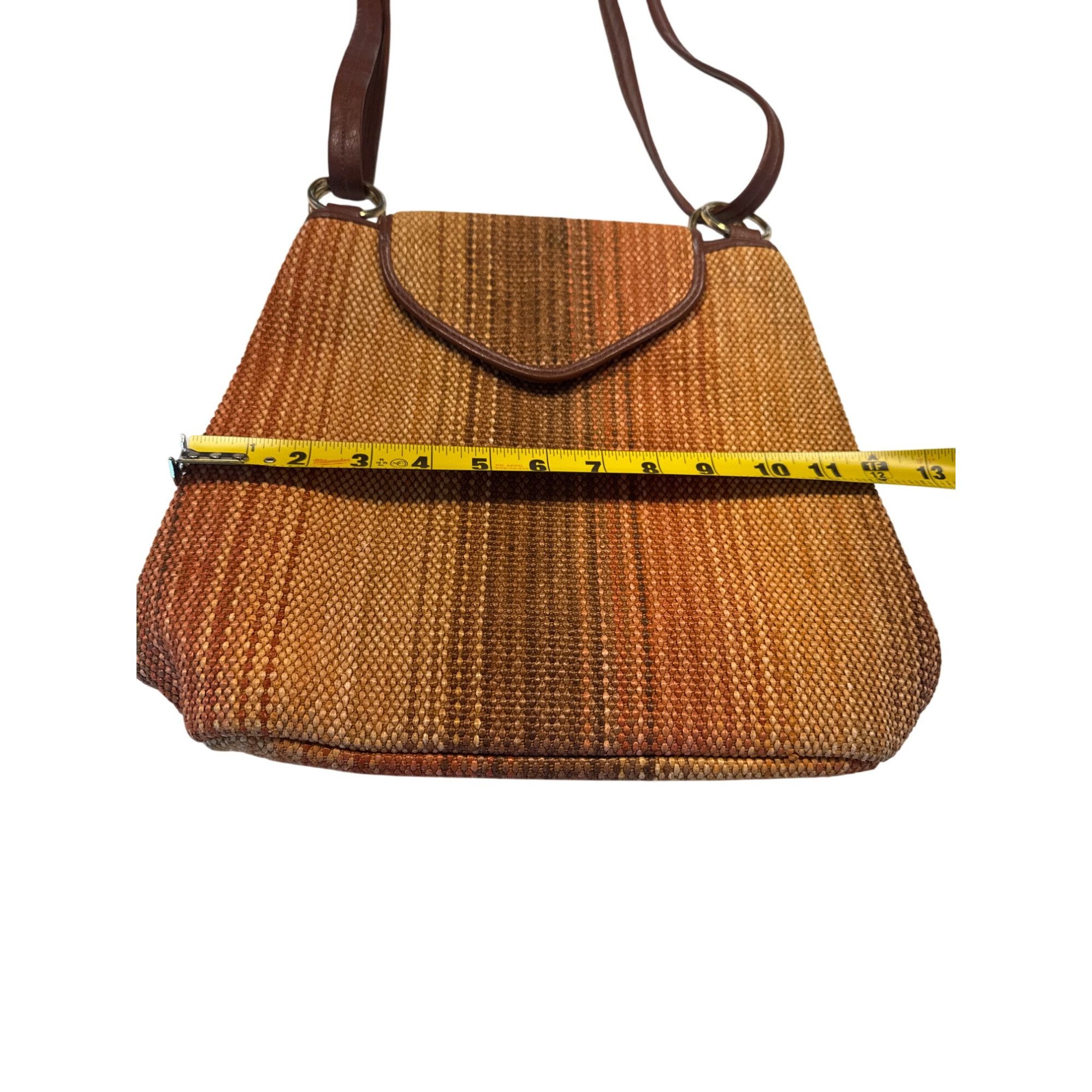 Designer Due Fratelli Milan Brown Striped Shoulder Bag Purse 11x13 SK Size ONE SIZE - 6 Thumbnail