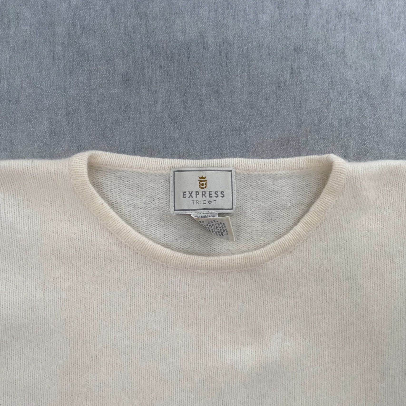 Express Express Tricot Sweater Womens M Cream Pullover Oversized Angora Wool Top Vintage Knit 90s Baggy Size M / US 6-8 / IT 42-44 - 3 Thumbnail