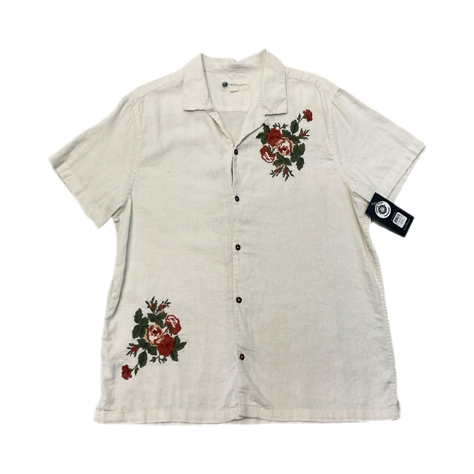 Aeropostale Aeropostale Embroidered Flowers Button-Up Shirt Size US L / EU 52-54 / 3 - 1 Thumbnail