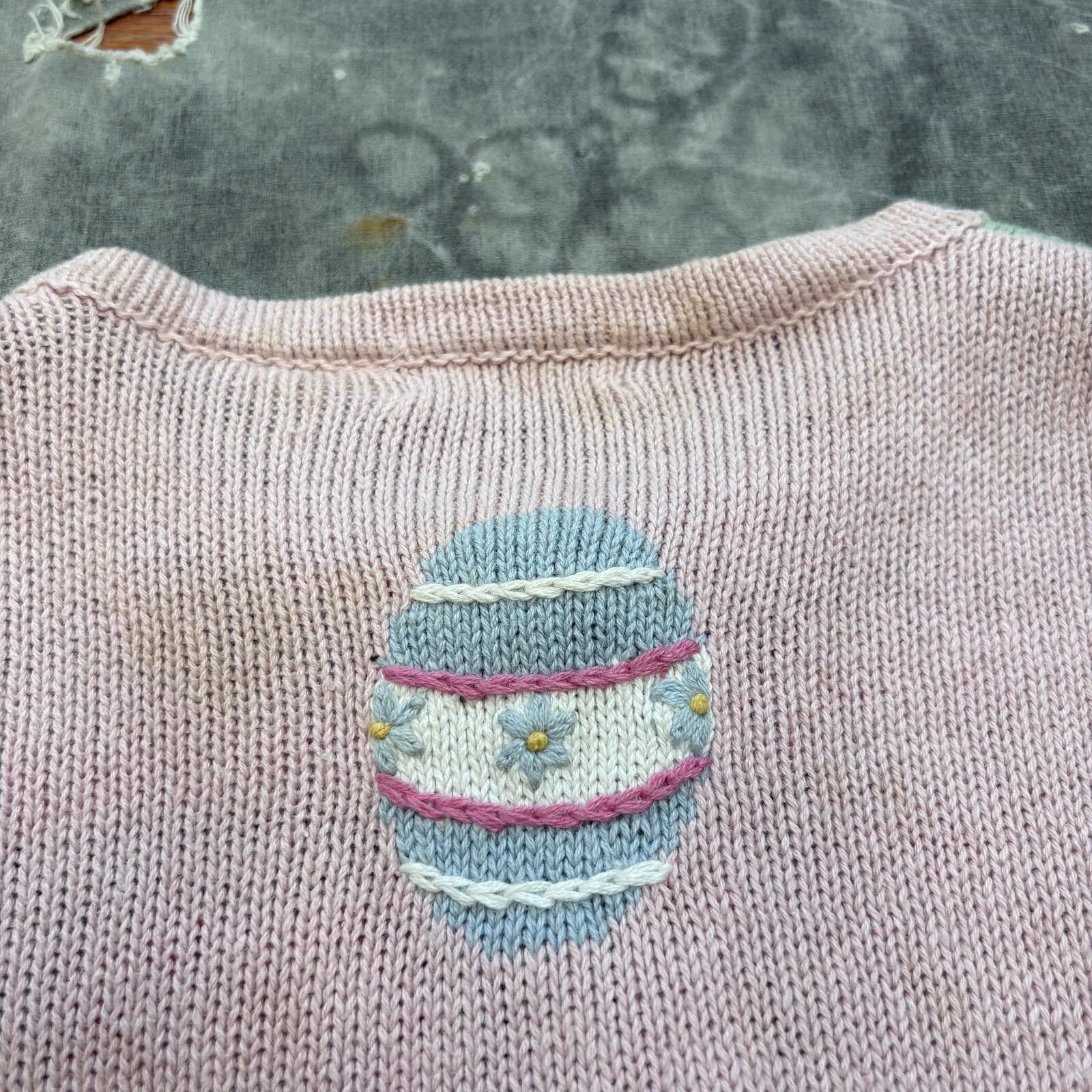 Vintage Vintage 80s Easter Bunny Egg Floral Hearts Sweater Cardigan Size S / US 4 / IT 40 - 6 Thumbnail