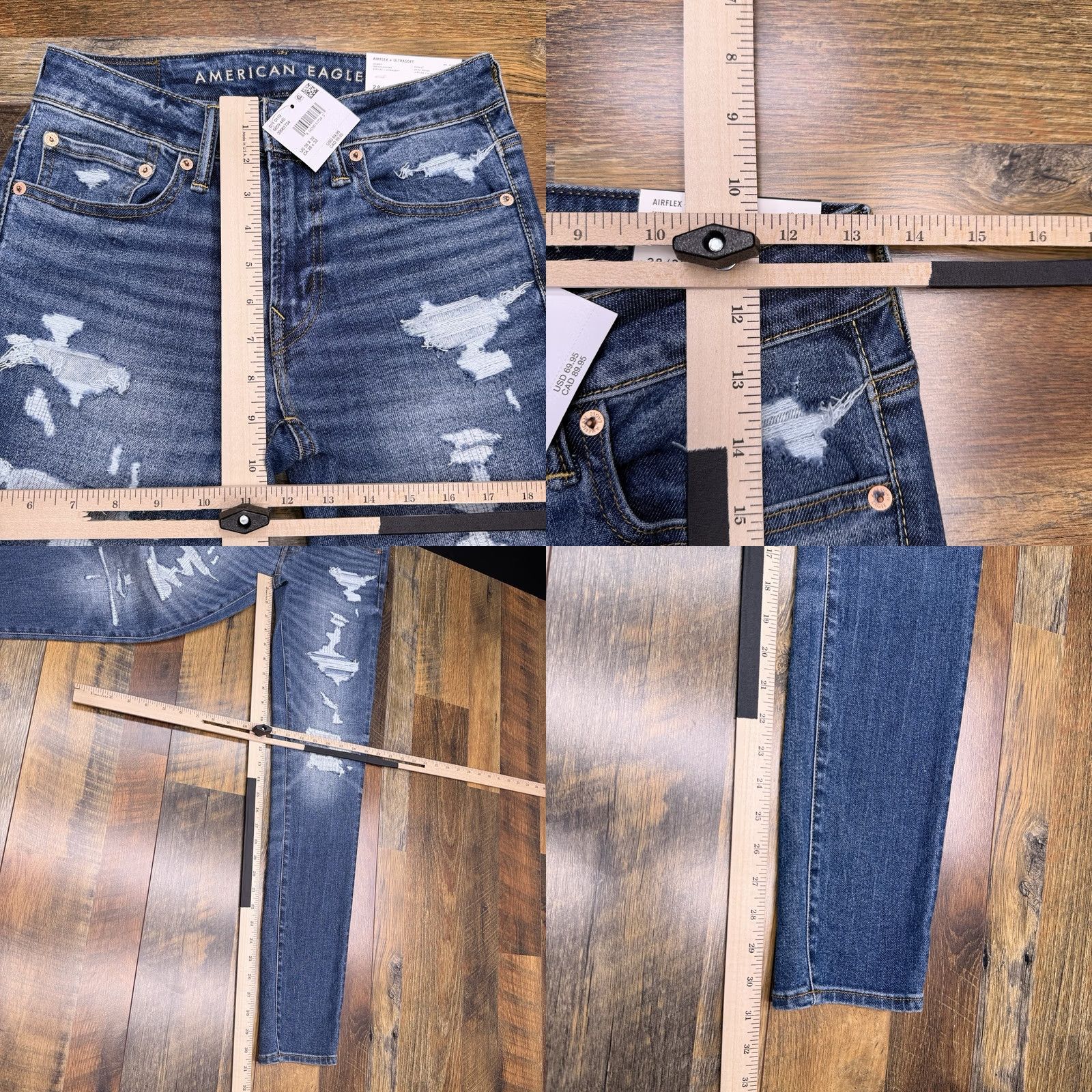 American Eagle Outfitters American Eagle Outfitters Jeans Male 28x32 Slim Distressed Button Logo Belt Loops 5-Pocket Denim Blue Cotton Blend Mid Rise Skinny Modern Comfort Size US 28 / EU 44 - 9 Thumbnail