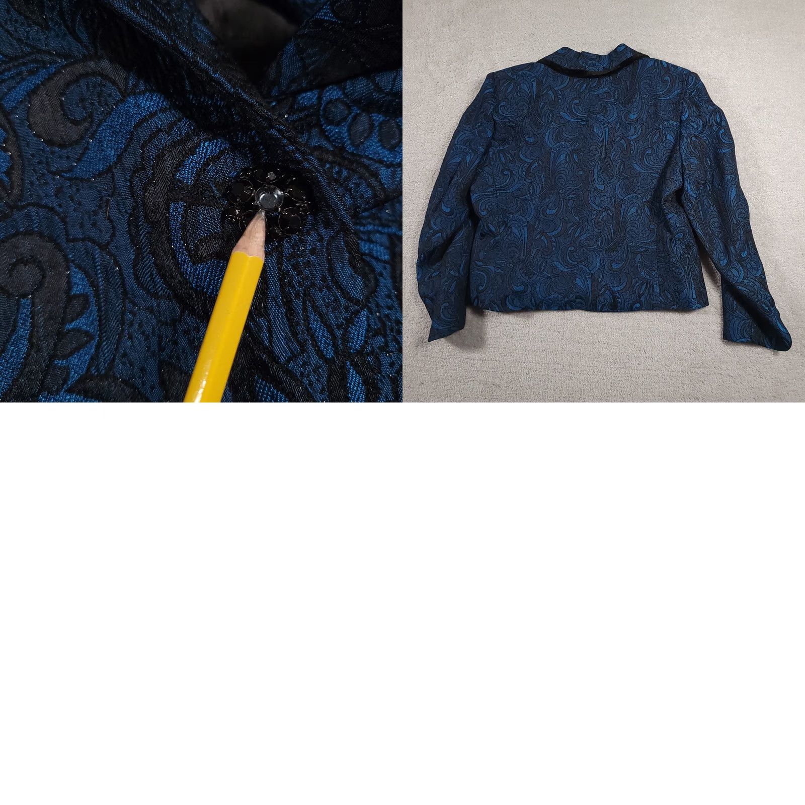 Vintage VINTAGE Studio I Blazer Womens 16P Paisley Brocade Button Up Velvet Trim Jacket Size XXL / US 16-18 / IT 52-54 - 10 Thumbnail