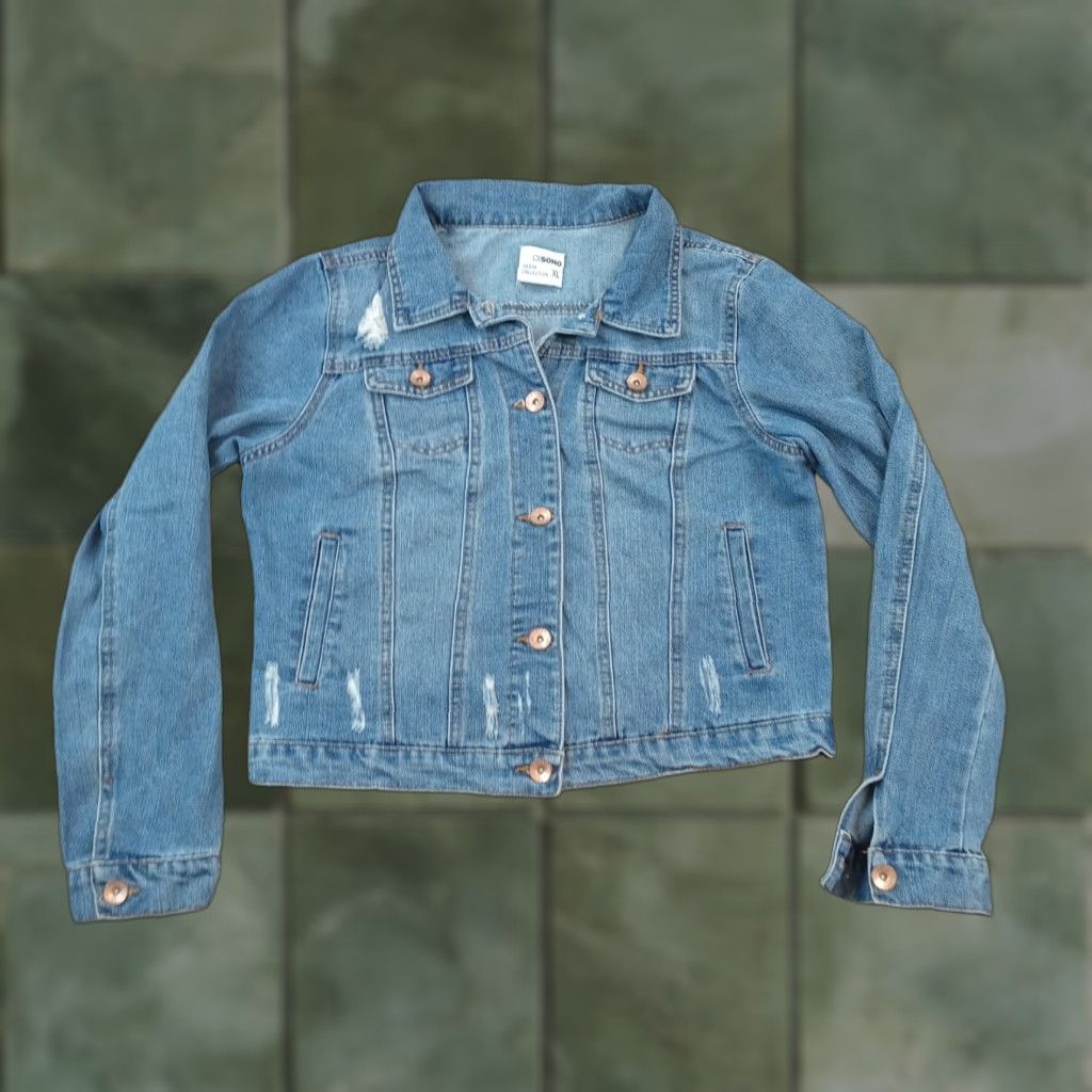 Vintage CI SONO Denim Jacket Womens XL Blue Casual Button Front Cropped Size XL / US 12-14 / IT 48-50 - 1 Thumbnail