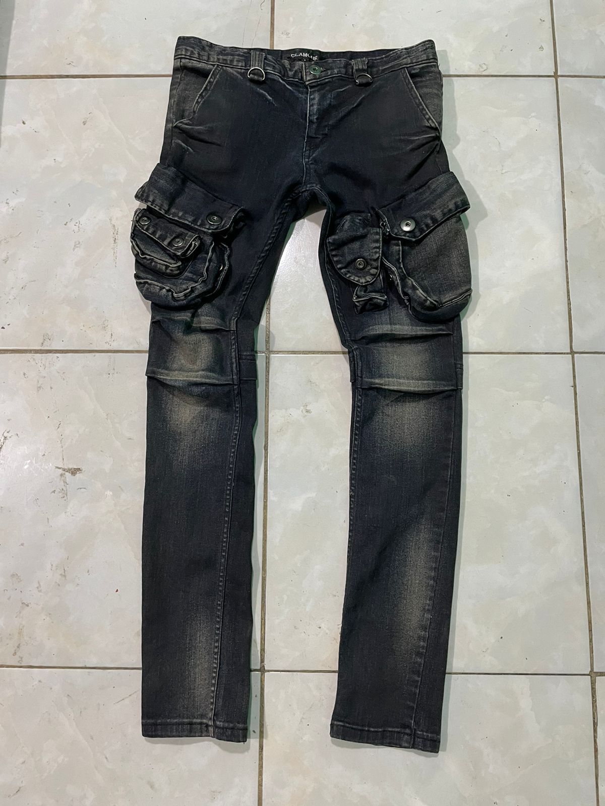 image of Glamour Rubber Waxed Gask Mask Cargo Pants in Black, Men's (Size 31)
